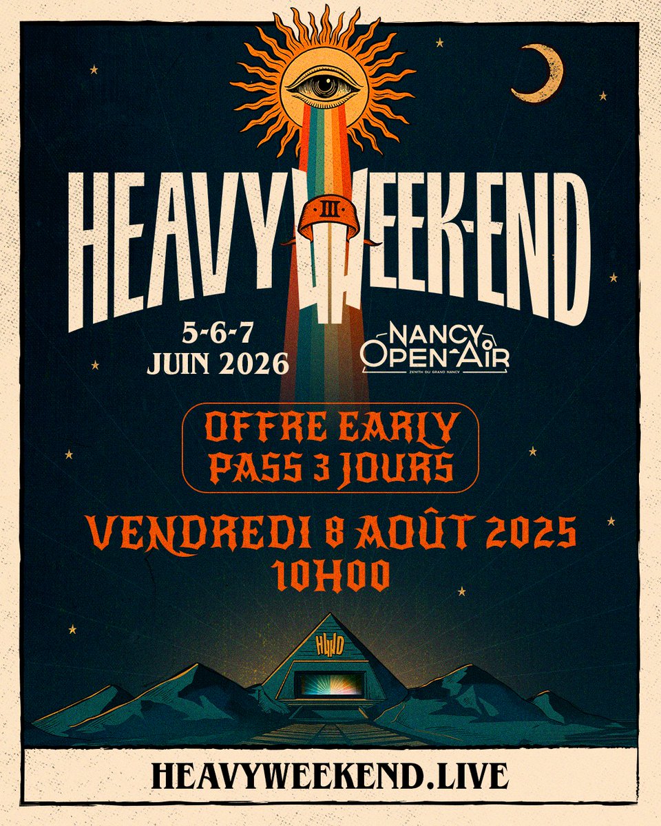 🤘 Avant l'annonce de l'affiche du <a href="/HeavyWD/">HeavyWeekend</a>, l'équipe du festival vous propose des pass 3 jours à préférentiel dès ce vendredi 8 août à 10h.

🎟 Rendez-vous sur la billetterie officiel de l'événement : heavyweekend.live

<a href="/GDP/">Gérard Drouot Productions</a>