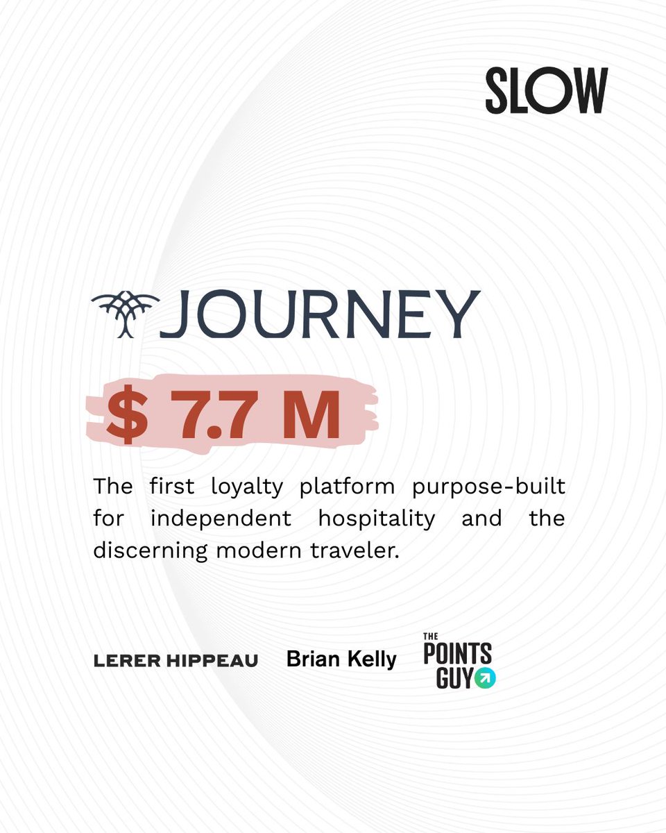 slow's tweet photo. Most loyalty programs aren’t really about loyalty. They’re about financial engineering. Points are designed to expire, not to reward.

“Loyalty isn’t about marketing. It’s about deepening relationships.” John Sutton, CEO of @journeyrewards

Traditionally, hotel loyalty programs have been owned by CFOs, prioritizing margins over guest experience. As an avid traveler, John sees a massive opportunity to change that: to use AI to bring true loyalty back to the equation and level the playing field for boutique hotels.

The problem? Hotel tech is still a patchwork of legacy systems that don’t scale, making it nearly impossible to personalize experiences across different guest tiers.

@journeyrewards is tackling that head-on. With tech upgrades now touching every step of the guest journey, personalization is no longer just for the big chains. Boutique hotels can finally compete with real loyalty experiences, not just points.