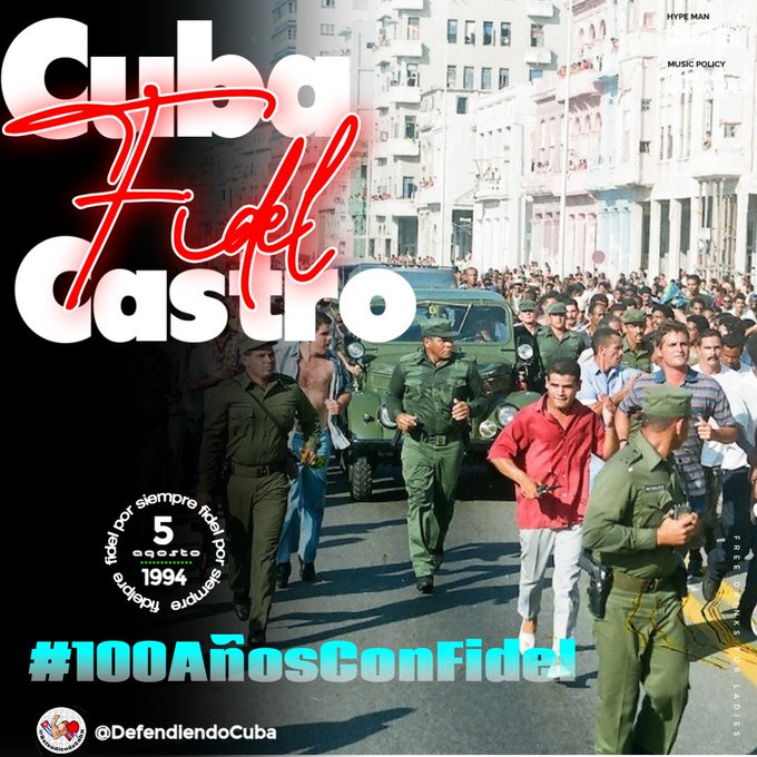 Aquel 5 de agosto al llegar #Fidel a orillas del Malecón, los disturbios desaparecieron, #Cuba demostró que su arma más poderosa es la unidad. #FidelViveEntreNostros #100AñosConFidel