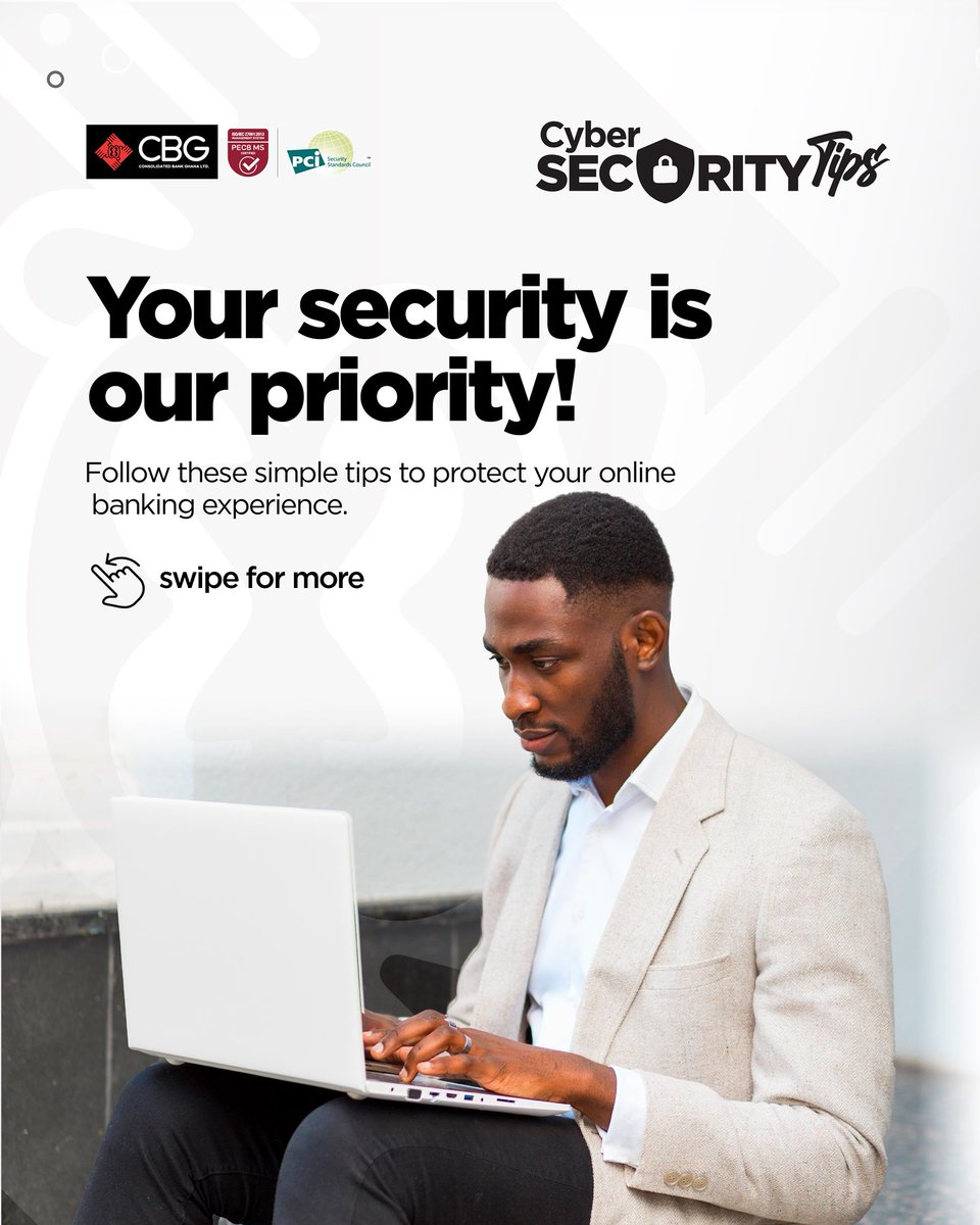 CBGBankLtd's tweet image. 🔒 Swipe through for easy ways to protect yourself online!
From strong passwords to two-factor authentication — these simple tips can make a big difference in keeping your data safe. 👨🏽‍💻🛡️
Which one do you already practice?

#CyberSecurityTips