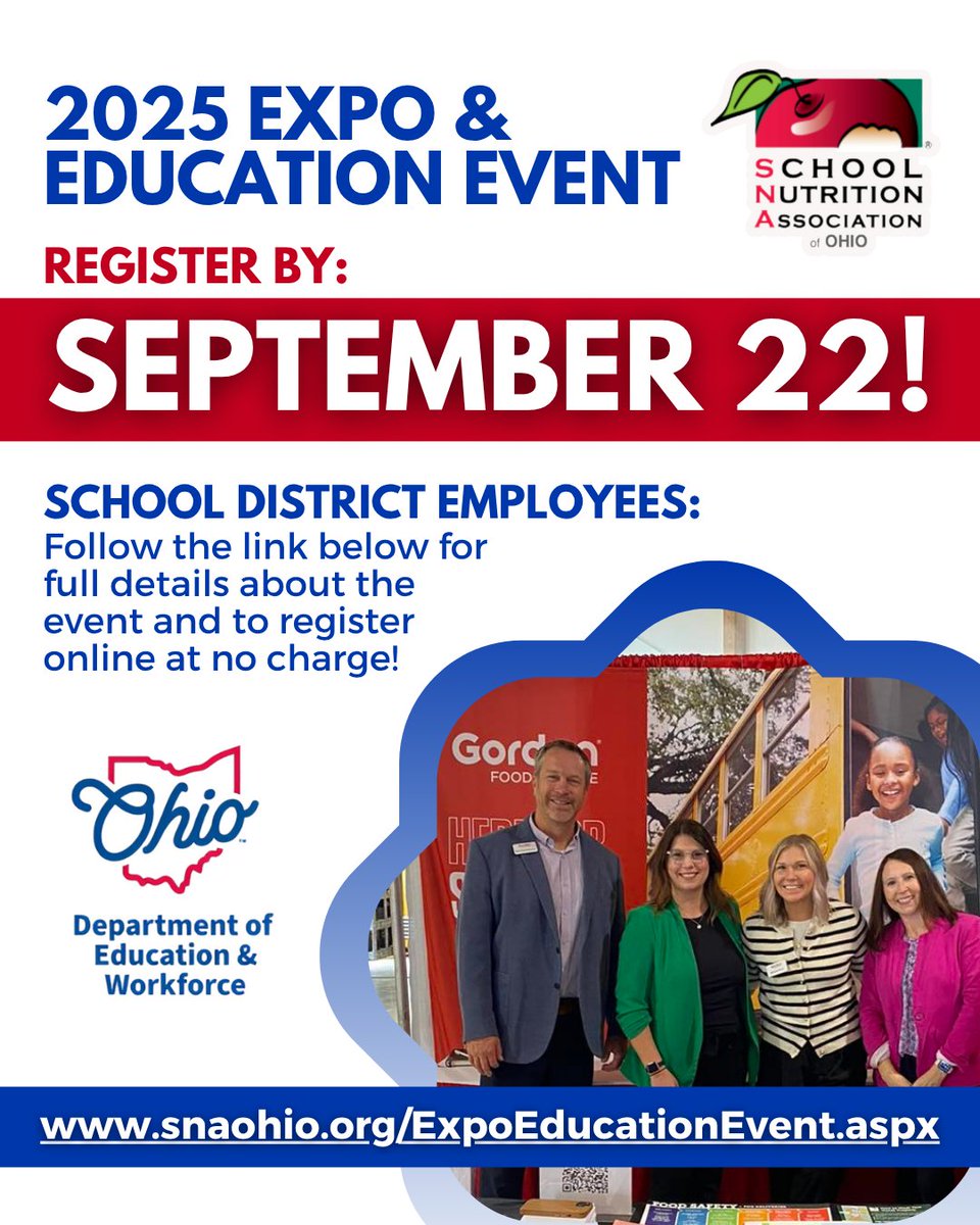 We are excited to announce that the <a href="/OHEducation/">OH Dept of Ed and Workforce</a>  will cover the cost of school district staff registration and provide all required training at the event! ✅

This is a fantastic opportunity for staff to participate at no cost. Be sure to register now! ✨ aom.formstack.com/forms/2025expo…