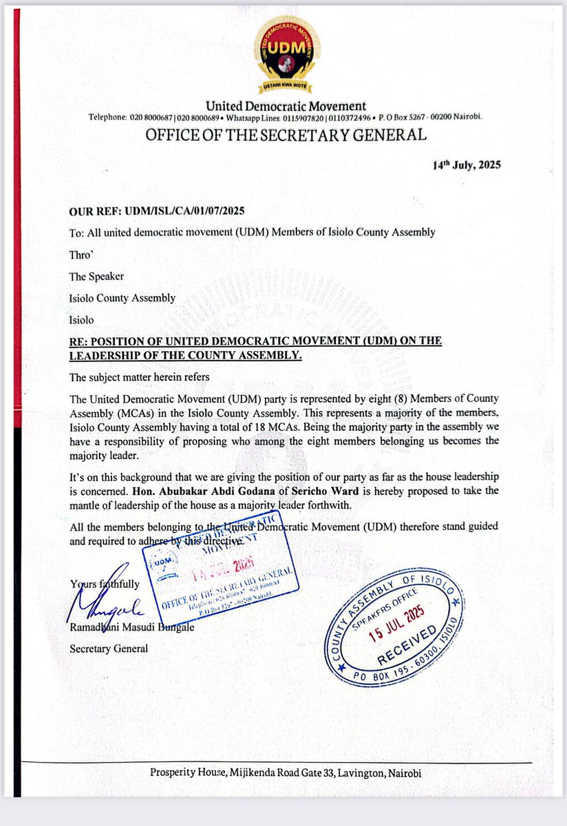 Mwalimu wa Sagante (@abduba60295623) on Twitter photo Congratulations to the new UDM Majority Leader in Isiolo County Assembly! Your leadership is a win for the people, and we believe you’ll serve with integrity and dedication.<a href="/TheeAbuzimania/">Hon. Abubakar Godana</a> Congratulations to the new UDM Majority Leader in Isiolo County Assembly! Your leadership is a win for the people, and we believe you’ll serve with integrity and dedication.<a href="/TheeAbuzimania/">Hon. Abubakar Godana</a>