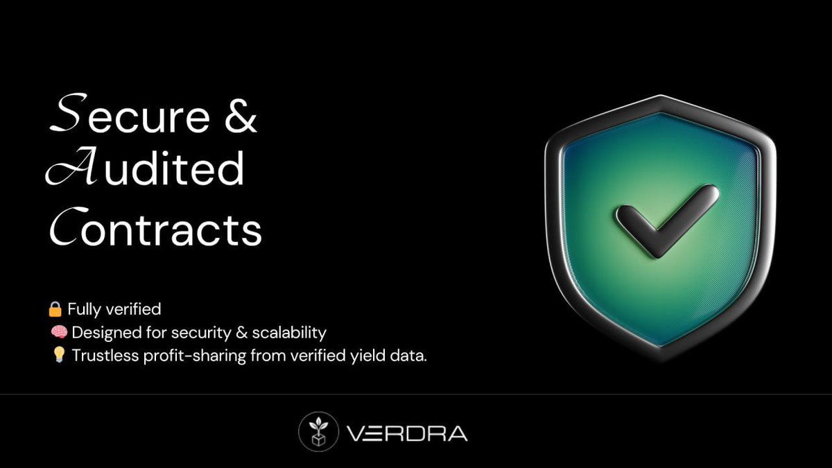 Smart contracts, real farms.
Verdra's token infrastructure is audited.

🔒 Fully verified
🧠 Designed for security &amp; scalability
💡 Trustless profit-sharing from verified yield data.

Code feeds crops. Crops feed returns.