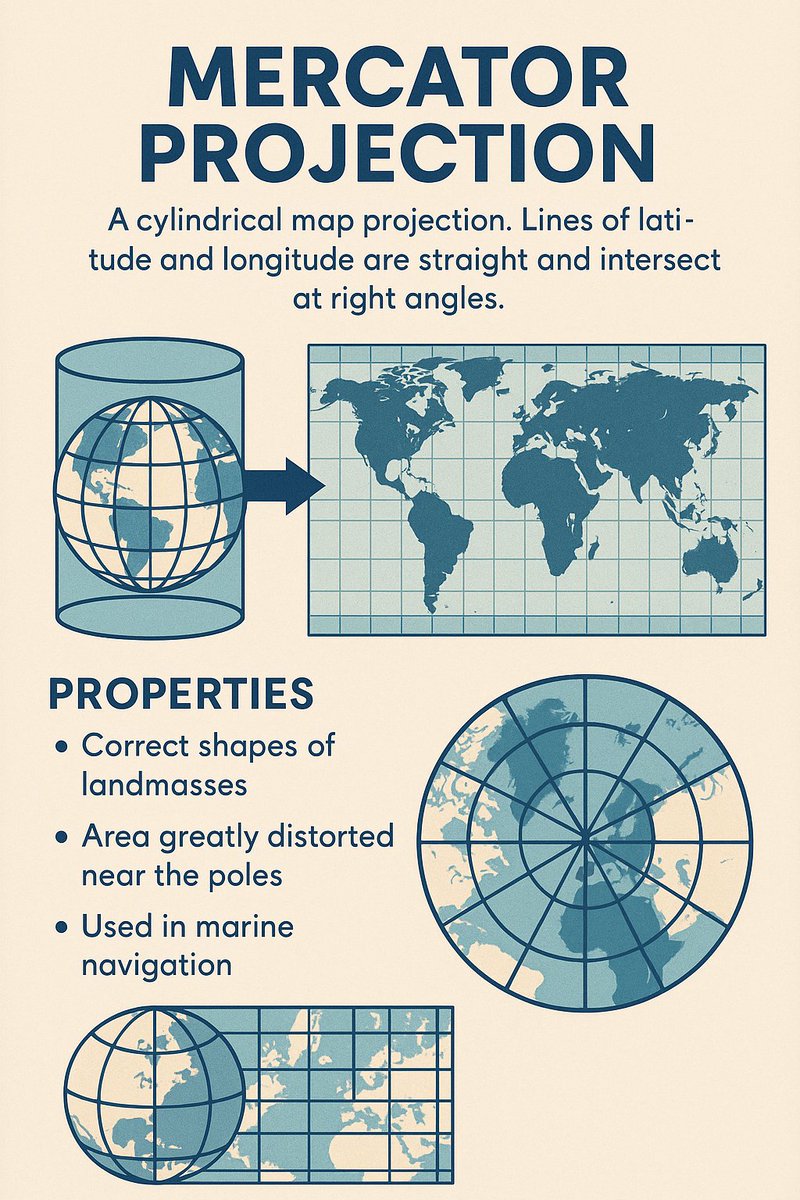 Alchetron's tweet image. Ever wondered why Greenland looks so massive on some maps? Discover the truth behind the Mercator projection and how it distorts our view of the world!
#mercatorprojection #mapprojection #geographyfacts #cartography #worldmap #spatialawareness #mapdistortion #navigationtools