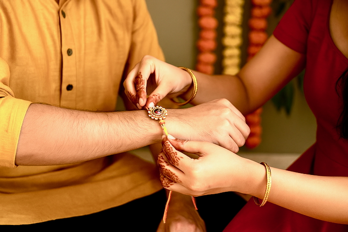 Raksha Bandhan: A Hindu tradition revitalizing family bonds yearly with vibrant bracelets. #RakshaBandhan #FamilyLove #HinduFestival #Tradition #SiblingBond #CulturalCelebration #IndiaFestivals #BrotherSisterLove