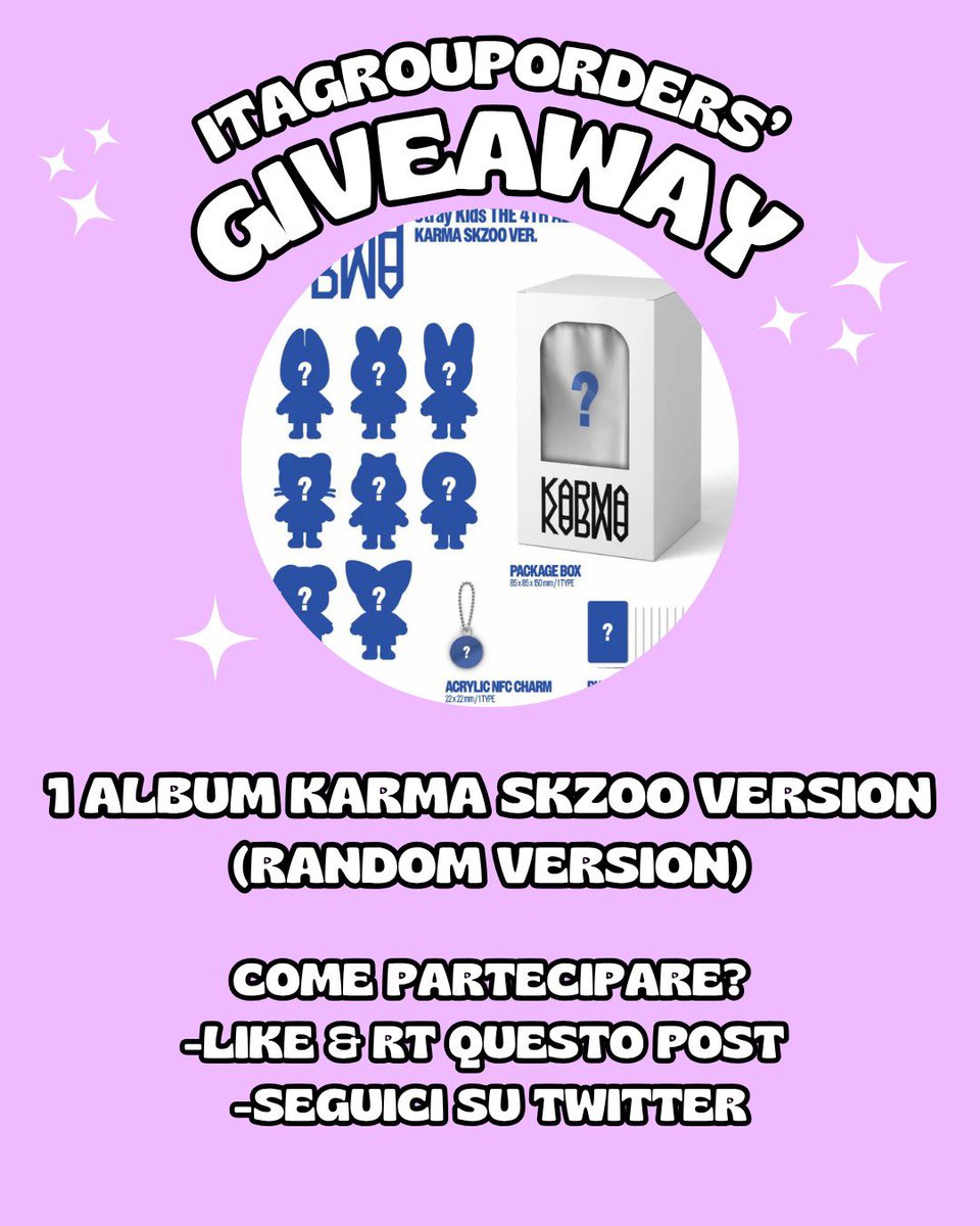 Group Orders Italia (@itagrouporders) on Twitter photo 🎉KARMA SKZOO VERSION GIVEAWAY🎉
- follow us (<a href="/ITAgrouporders/">Group Orders Italia</a>)
- RT & Like this post
Estrazione: 21 agosto, 2025 
Buona fortuna!🍀 🎉KARMA SKZOO VERSION GIVEAWAY🎉
- follow us (<a href="/ITAgrouporders/">Group Orders Italia</a>)
- RT & Like this post
Estrazione: 21 agosto, 2025 
Buona fortuna!🍀