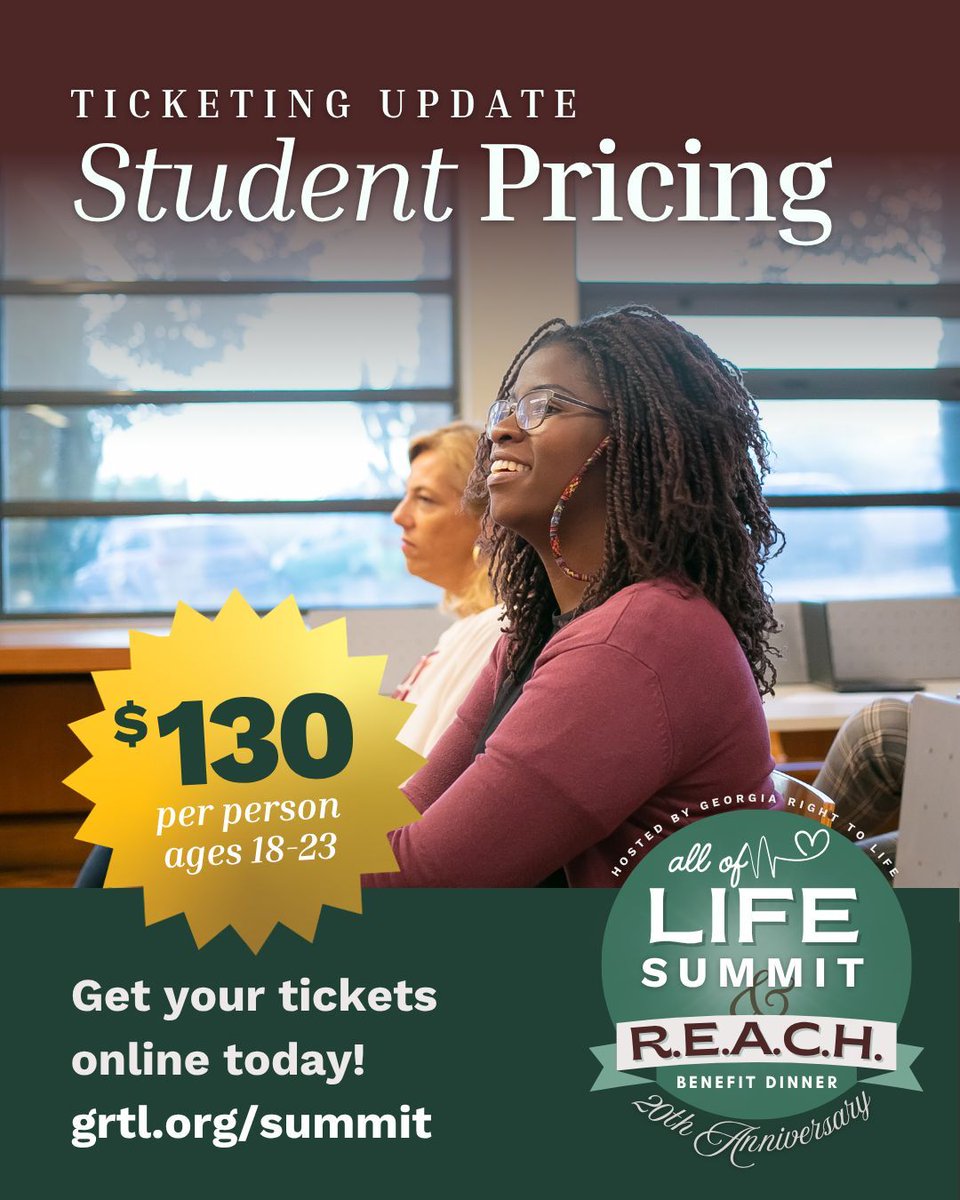 Reduced student pricing is now available for the 2025 All of Life Summit! Individuals between the ages of 18-23 can attend for just $130. This is a valuable opportunity for young pro-lifers to engage, learn, and be equipped alongside others who are passionate about life. Get your