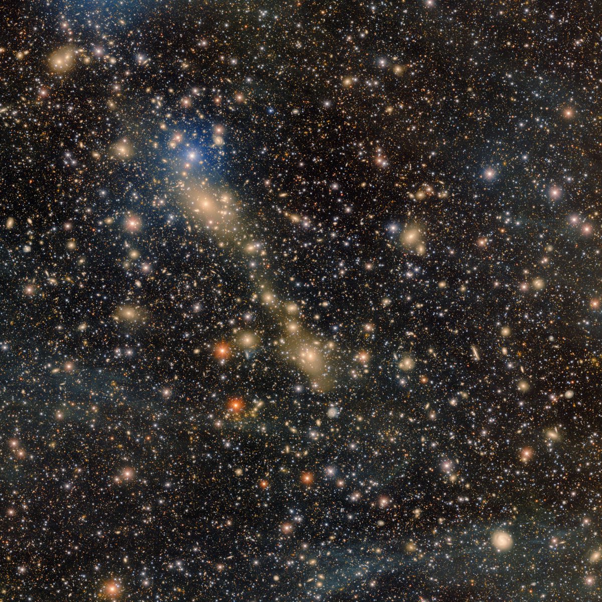 You're looking at the deepest image ever taken of Abell 3667, captured with the 570-megapixel Dark Energy Camera on the Víctor M. Blanco 4-meter Telescope at @CerroTololo in Chile. 

🔗 noirlab.edu/public/news/no…
Credit: CTIO/NOIRLab/NSF/AURA