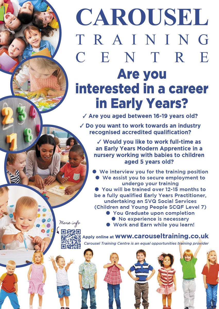 Sandra_DYW's tweet image. ⭐️⭐️Modern Apprenticeships !⭐️⭐️
Early Education & #Childcare ⬇️
Apply Now! 📲✅💻
Earn & Learn 👍
#NoWrongPath #Glasgow
@TBF_Glasgow @apprentice_scot