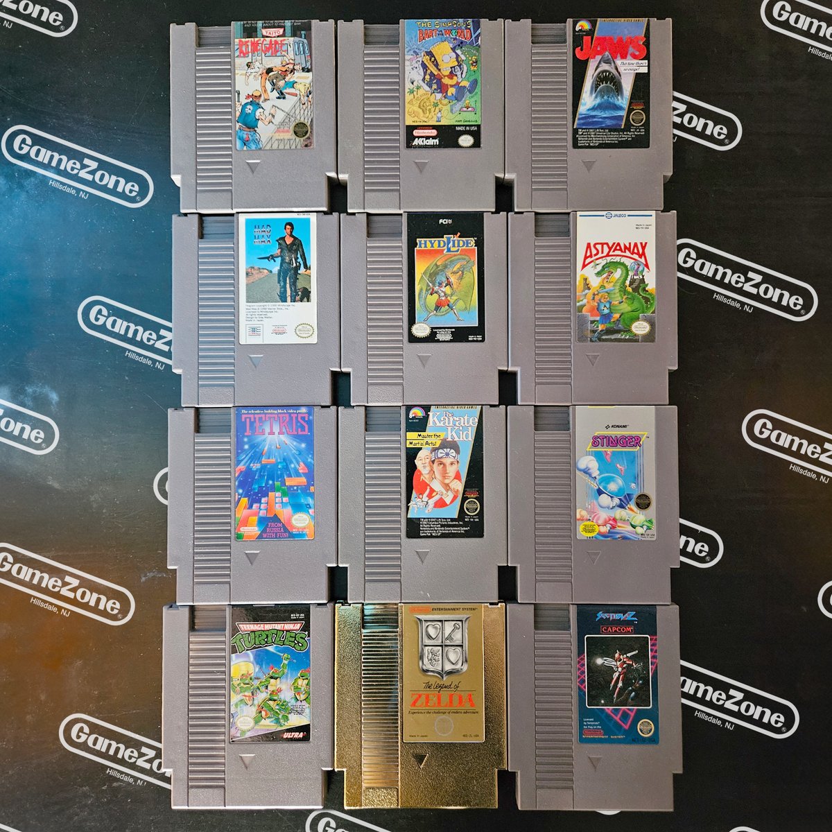 TJI! #NES #Nintendo #NESGames #RetroGaming #RetroGames #CollectibleGames #TheLegendOfZelda #ZeldaNES #TeenageMutantNinjaTurtles #TMNT #TetrisNES #MadMaxNES #Hydlide #Astyanax #StingerNES #Xexyz #KarateKidNES #JawsNES #BartVsTheSpaceMutants #RenegadeNES #TheGameZone #HillsdaleNJ