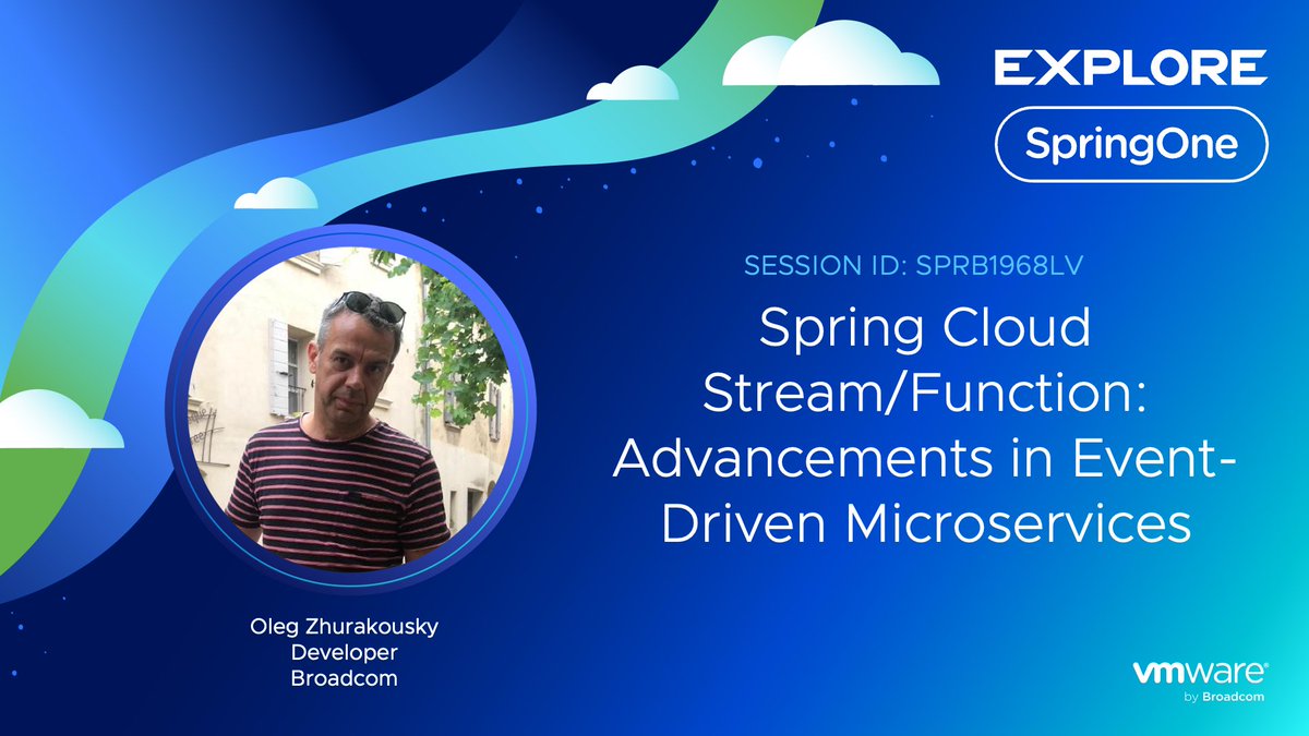 Unlock the power of event-driven architectures with Spring Cloud Stream &amp; Function! Oleg Zhurakousky will highlight exciting developments in this "state-of-the-union" #SpringOne at #VMwareExplore session. Don't miss out on modernizing your apps! brcm.tech/4nCOXvK
