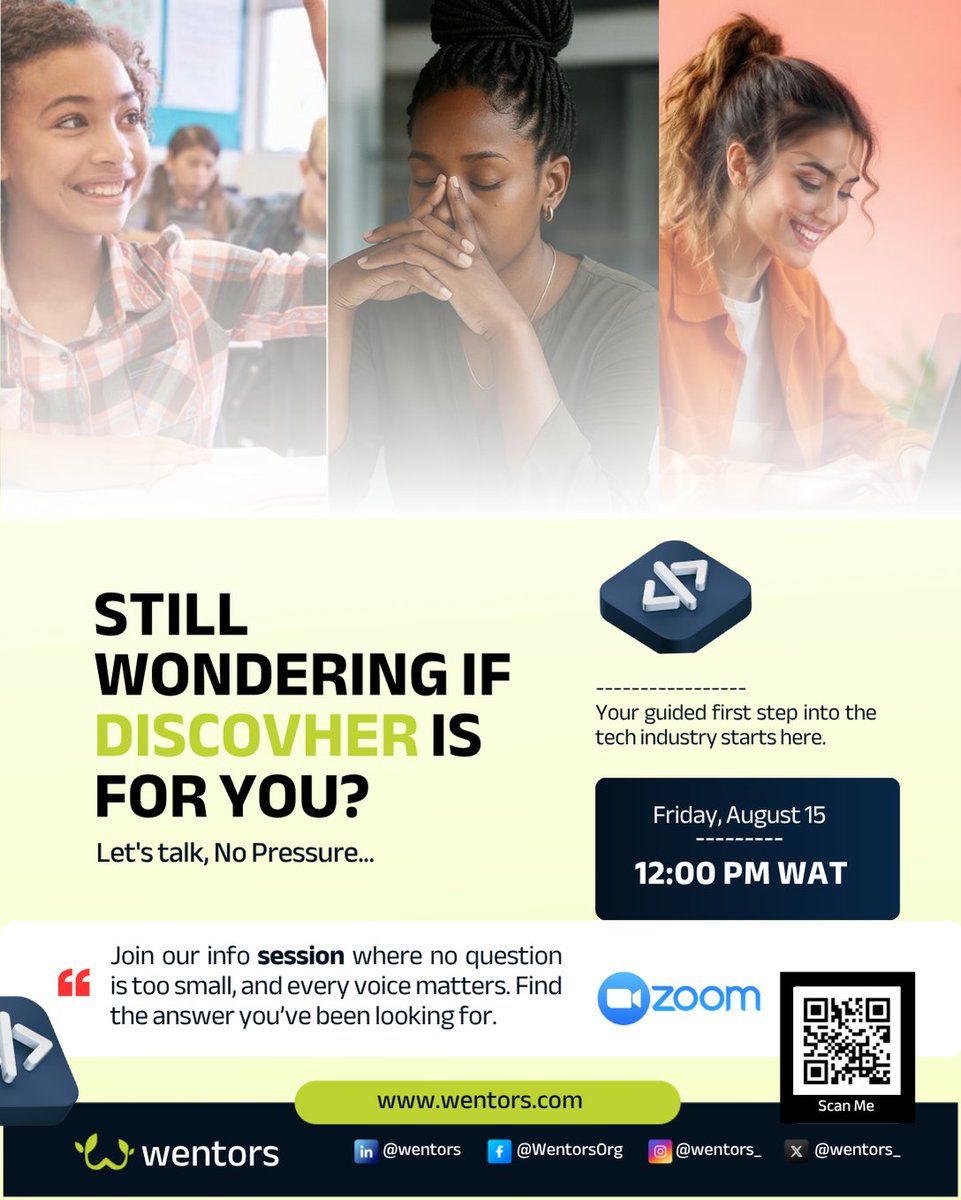 Wentors_'s tweet image. Break Into Tech — Free Webinar 💻

Curious about tech but not sure where to start?
Join us Fri, Aug 15 | 12 PM WAT on Zoom.
✅ Explore career paths
✅ Find your best fit
✅ Learn how to start with clarity

🔗 Register now: wentors.eventcube.io

#BreakIntoTech #DiscovHer #Women