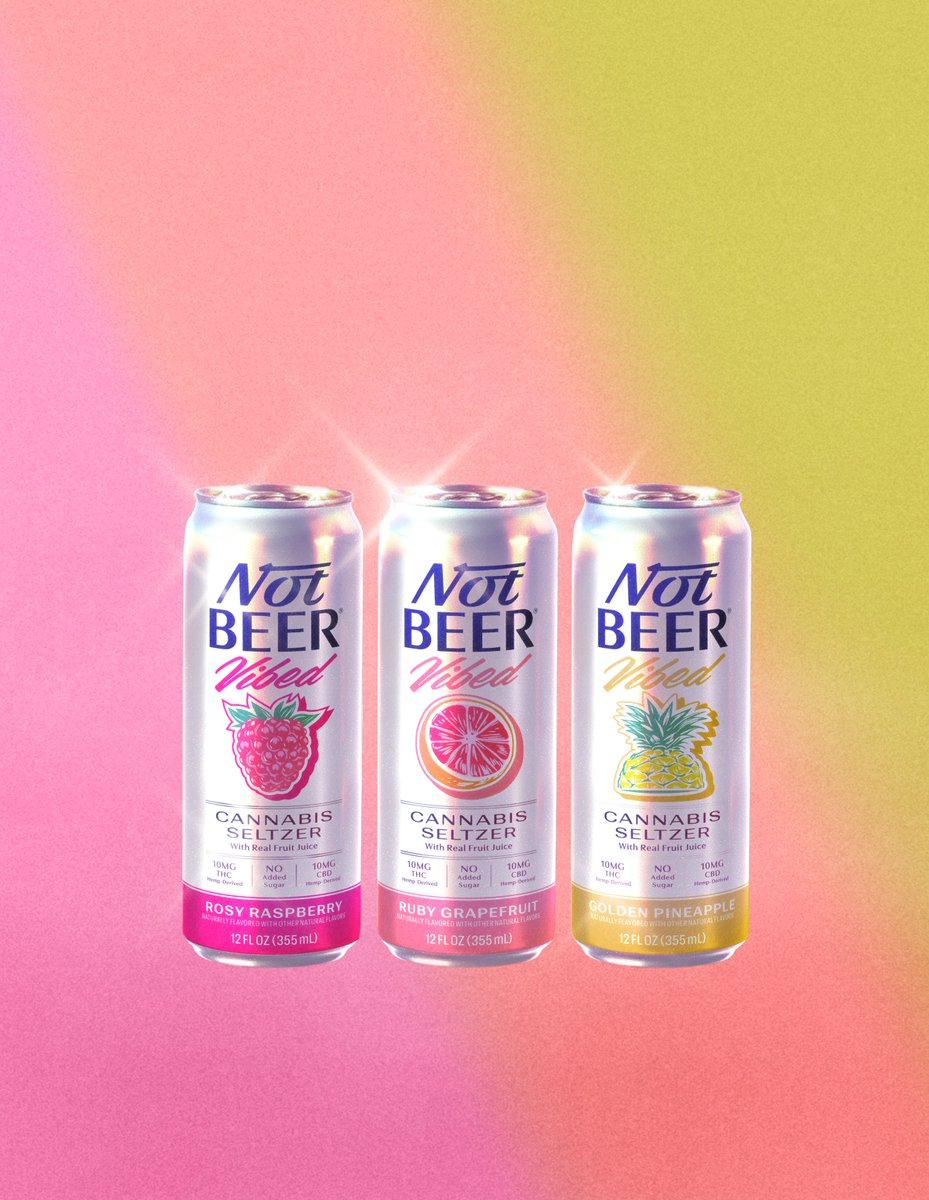 NotBeerDillon's tweet photo. I am so excited to announce the launch of Not Beer Vibed, our new THC Seltzer line.

When I first learned about the category and tried some of the products, two things became immediately clear to me:

1. Beverage is the best way to consume THC. 
2. This category has the potential to be massive.

We researched the products in the category and identified three key areas where we could differentiate and add value:

1. Clear, approachable communication.

We found that many brands seemed like they were trying to hide the fact that their product had THC in it. 

Then on the other hand, there were products that leaned too heavily into marijuana cliches, such that they weren’t approachable to the “canna-curious” consumers. 

We saw an opportunity to clearly communicate what the product is, while still appealing to the “canna-curious” consumers (and maybe more importantly, the “canna-curious” retailers).

2. Great taste.

We found many of the products simply didn’t taste great. 

They were just carbonated water with natural flavors, which has a low ceiling for how “good” it can taste.
 
Plus, that liquid is cheap and most of these products are $5+ per can… it didn’t seem right to charge a high price for a cheap liquid.
 
We use real fruit juice for vibrant, delicious taste in all of our flavors because we want Vibed to be a treat that the consumer looks forward to from both a feeling and taste perspective.

3. No added sugar & 15-20 calories.

Most of the products we tried that tasted good were loaded with added sugar and high in calories. 

We believe THC beverages should be a healthier way to unwind than alcohol not only from a “no hangover” perspective, but also from a nutritional perspective - lower sugar, lower carbs, and lower calories. 

We wanted a drink that tasted great but still hit that low calorie / low sugar sweet spot of successful better-for-you drinks like Poppi and Olipop.

We designed Vibed to help you unwind and enhance the moment.
 
It has a balanced 1:1 ratio of THC:CBD, so that you can feel the mood enhancing effects, the stress relieving benefits, and maybe even laugh a bit. 

But that ratio also keeps you balanced and minimizes the risk of anxiety. 

Not only will you feel better in the morning versus alcohol, you’ll feel better in the moment too.

With Vibed, you aren't compromising anything.

It's an improvement in the beverage you choose to unwind with from a taste, feeling, and health perspective.

We hope you give Vibed a try via the link below and let us know what you think!

https://t.co/uXG3Cvuxiz
