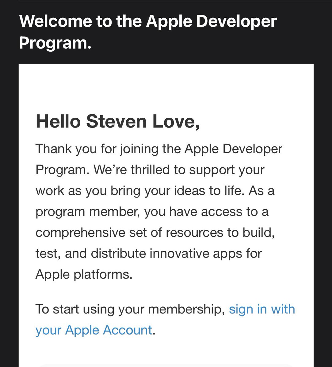 StevenL0ve's tweet image. I’m officially an #AppleDeveloper now! This is so exciting!

#BubbleMobileChallenge