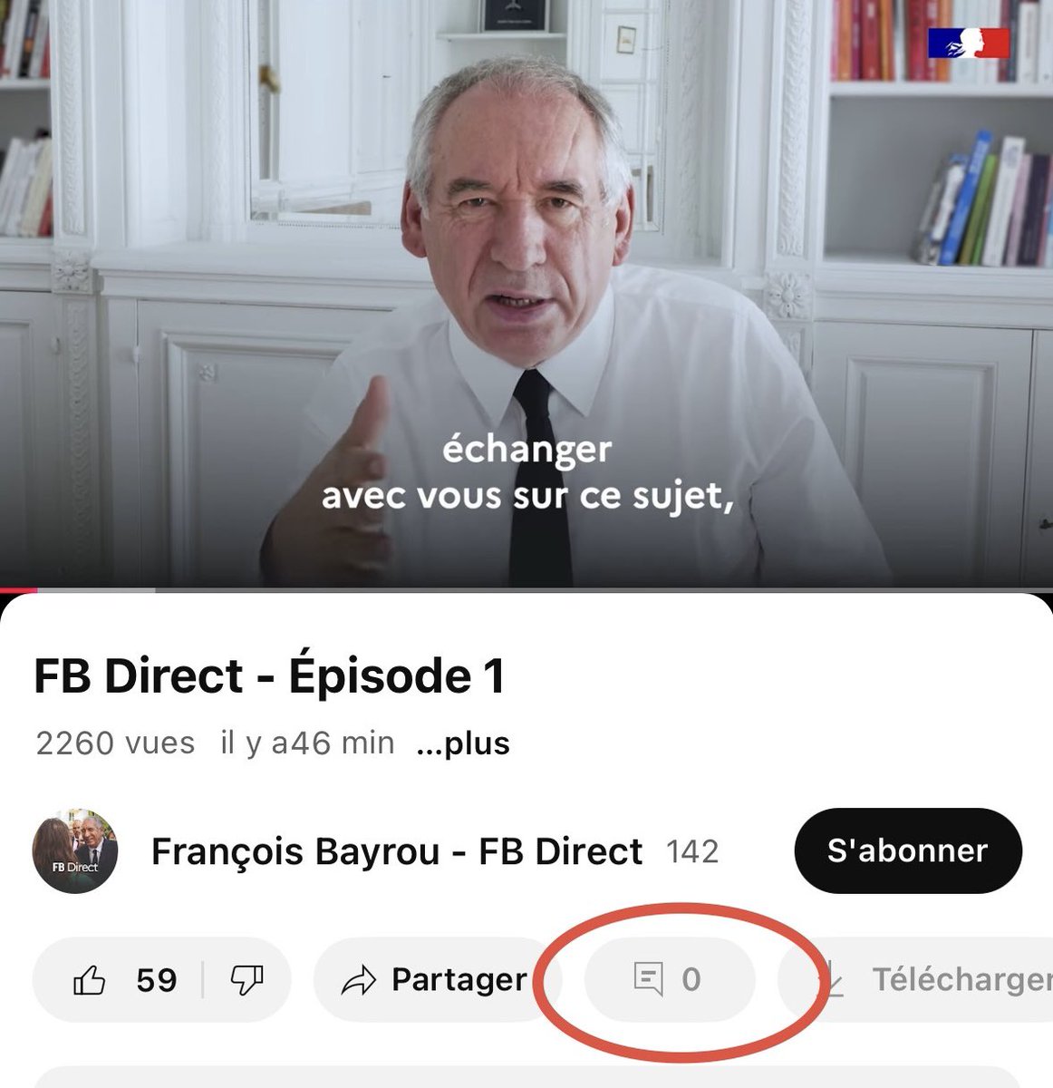 Antoine Léaument 🇫🇷 (@aleaument) on Twitter photo Bonjour <a href="/bayrou/">François Bayrou</a>,
Si vous voulez vraiment «échanger avec nous» et pas juste nous sermonner, pensez à ouvrir les commentaires sur YouTube.
C’est le minimum pour ne pas passer pour quelqu’un qui ment et ne maîtrise pas cette plateforme. Bonjour <a href="/bayrou/">François Bayrou</a>,
Si vous voulez vraiment «échanger avec nous» et pas juste nous sermonner, pensez à ouvrir les commentaires sur YouTube.
C’est le minimum pour ne pas passer pour quelqu’un qui ment et ne maîtrise pas cette plateforme.