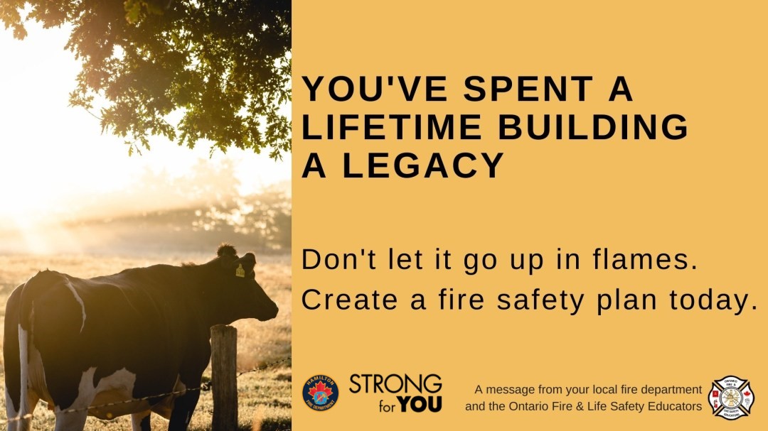 Many steps can be taken to establish a good #FirePrevention plan to reduce the risk of fire on farm properties and keep livestock safe. Fires are largely preventable by following good housekeeping and #FireSafety practices.
More info: bit.ly/3Gy0WKl
#HamOnt #StrongForYou