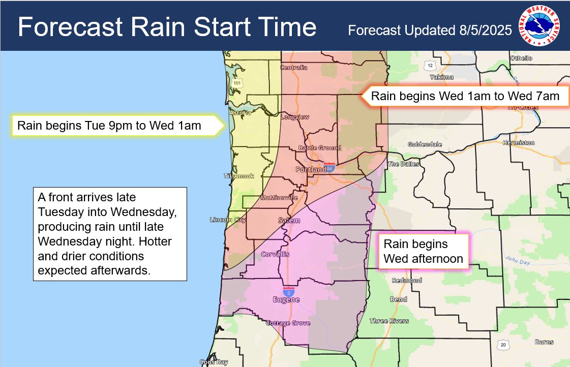 Prepare for some incoming rain this week, breaking a dry spell for many areas!
#ORwx #WAwx