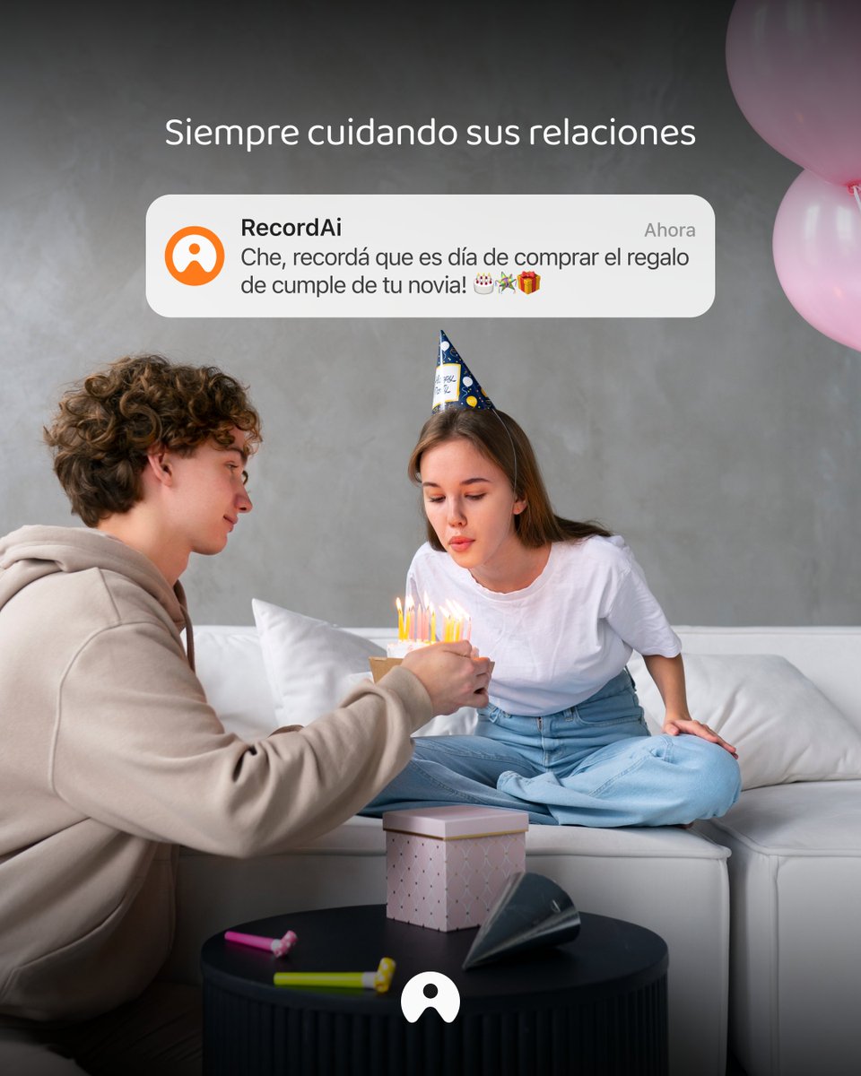 Hay cosas que no se pueden olvidar. Como el regalo de su cumple. Por suerte, RecordAi te avisa antes de que sea tarde. 😉🎁