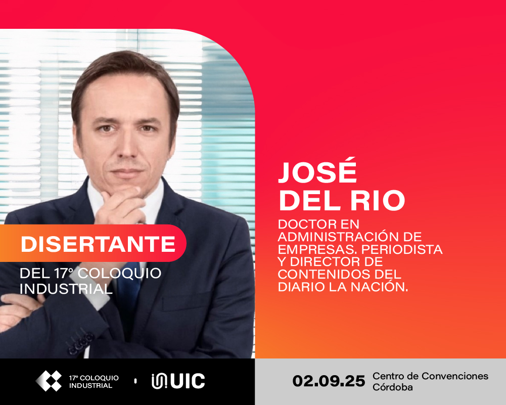 Unión Industrial de Córdoba (@uicba) on Twitter photo #ColoquioUIC <a href="/josedel_rio/">José del Rio</a> lleva más de 30 años especializado en periodismo económico y de negocios. Llega al Coloquio Industrial de la UIC para brindarnos la charla: “Hacia dónde va el Plan Milei para su segundo tiempo”.
🗓️Martes 2 de septiembre
📷Centro Convenciones Córdoba #ColoquioUIC <a href="/josedel_rio/">José del Rio</a> lleva más de 30 años especializado en periodismo económico y de negocios. Llega al Coloquio Industrial de la UIC para brindarnos la charla: “Hacia dónde va el Plan Milei para su segundo tiempo”.
🗓️Martes 2 de septiembre
📷Centro Convenciones Córdoba