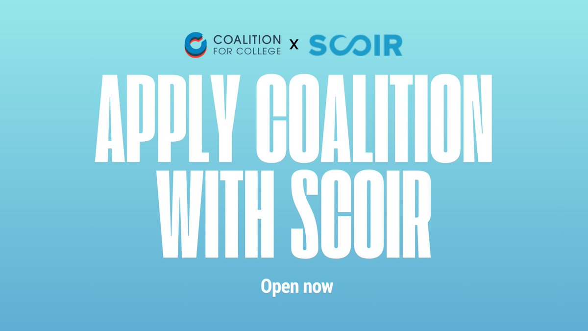 Attention rising seniors! 📣 It's time to Apply Coalition with Scoir, Inc.!

🔗 Links to help get you started: 
Create a Scoir account 👉 ow.ly/8rj850WnHP7
List of colleges to apply to 👉 ow.ly/QUk950WnHP6
Fee waivers available 👉 ow.ly/YCBU50WnHPc