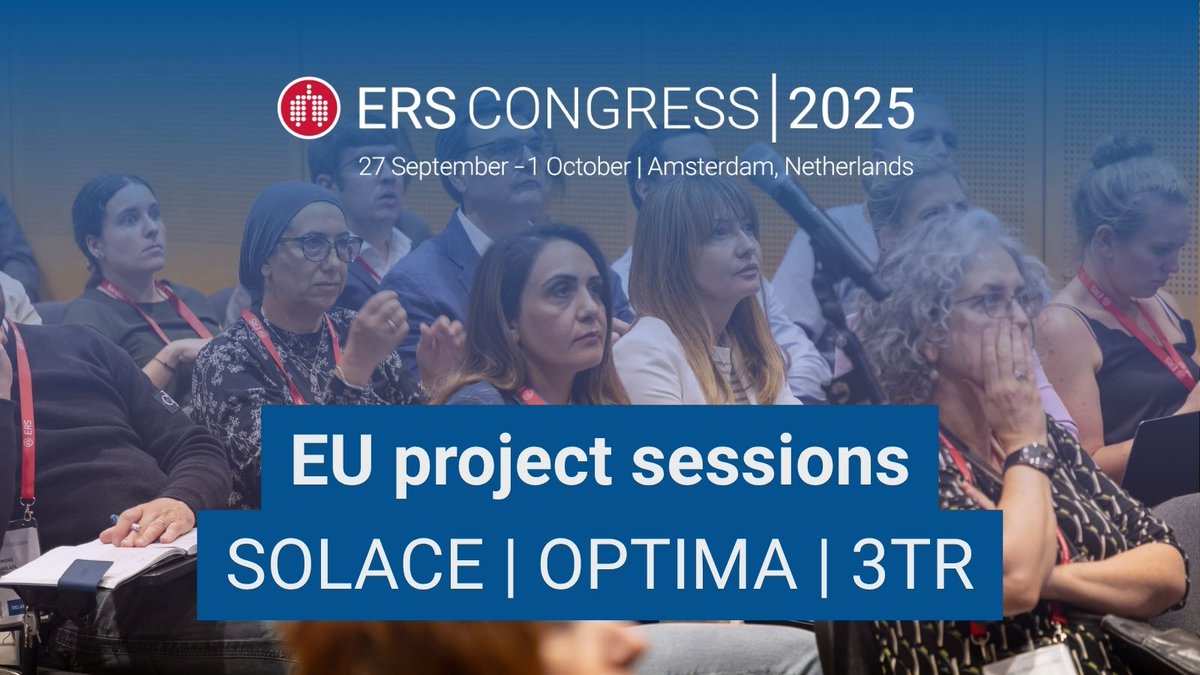ERS (@eurorespsoc) on Twitter photo Don’t miss the EU project sessions at the #ERSCongress 2025!
ERS & <a href="/EuropeanLung/">European Lung Foundation</a> collaborate on a number of EU-funded projects that look at unmet needs in the respiratory field. This year’s sessions will be led by SOLACE, OPTIMA, & 3TR.
Learn more: bit.ly/4mx2p34 Don’t miss the EU project sessions at the #ERSCongress 2025!
ERS & <a href="/EuropeanLung/">European Lung Foundation</a> collaborate on a number of EU-funded projects that look at unmet needs in the respiratory field. This year’s sessions will be led by SOLACE, OPTIMA, & 3TR.
Learn more: bit.ly/4mx2p34