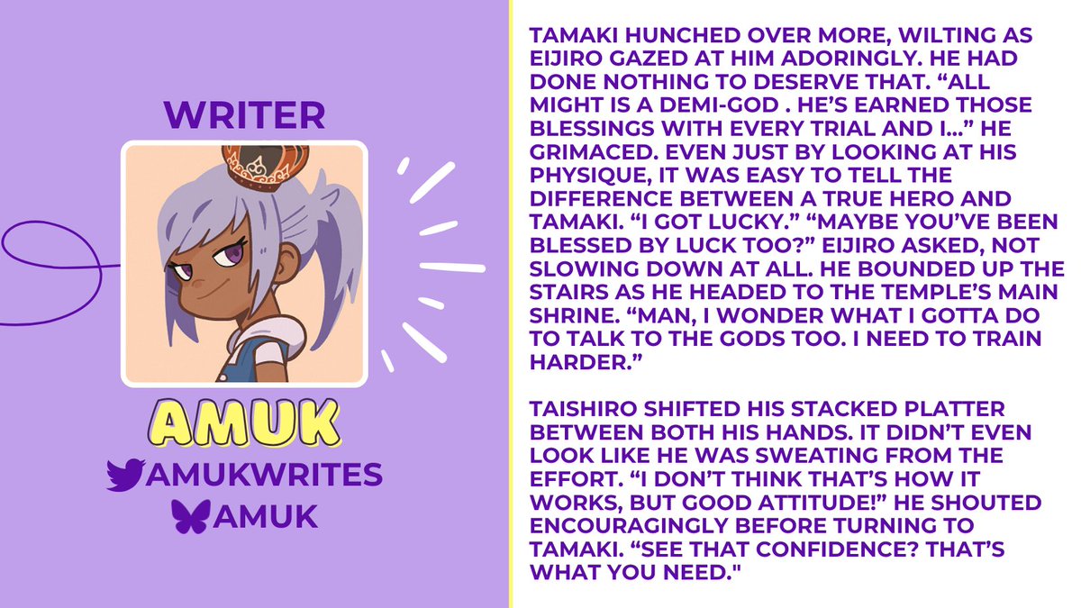 💜Contributor Intro💜

Writing comes fluently to this writer~! <a href="/amukWrites/">amuk</a> / <a href="/amuk/">Amuk</a>.bsky.social joins our project and is ready to bring Tamaki to life!