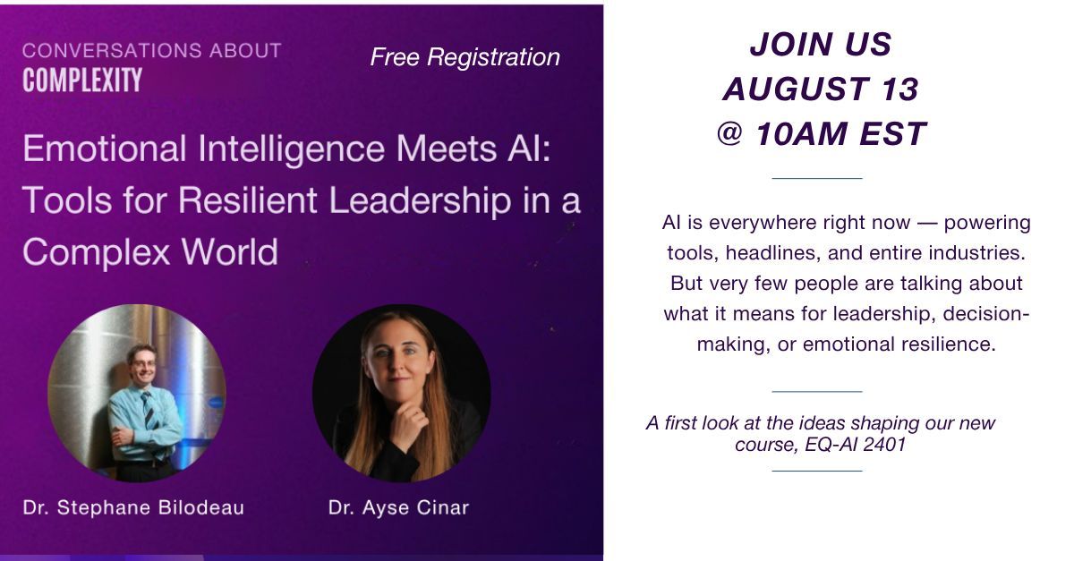As a part of NECSI’s ongoing Complexity Conversations series —  we're offering a first look at the ideas shaping our new course, EQ-AI 2401: Empowering Resilient Leadership in the Age of AI.

Join the conversation: necsi-edu.zoom.us/meeting/regist…