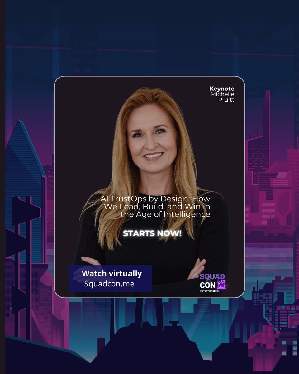 Michelle Pruitt opens SquadCon with a keynote on AI TrustOps and winning by design in the intelligence era.
Watch virtually:  ow.ly/qNay50WzW4k