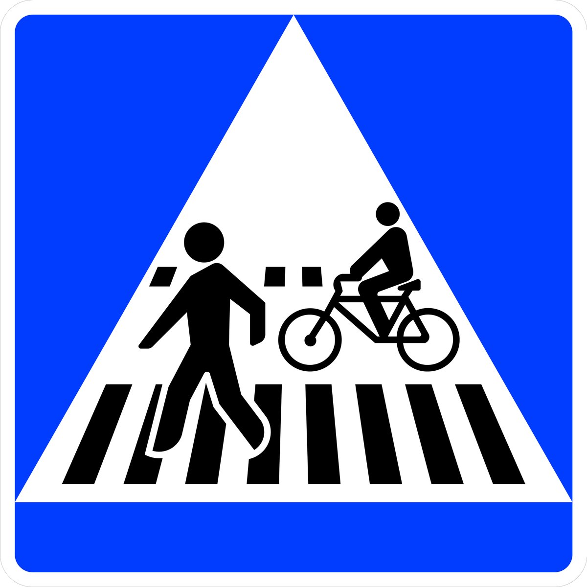 ➡️ La nueva señal S-46 indica la situación de un paso para peatones adosado o compartido con un paso para ciclistas. #NuevasSeñales