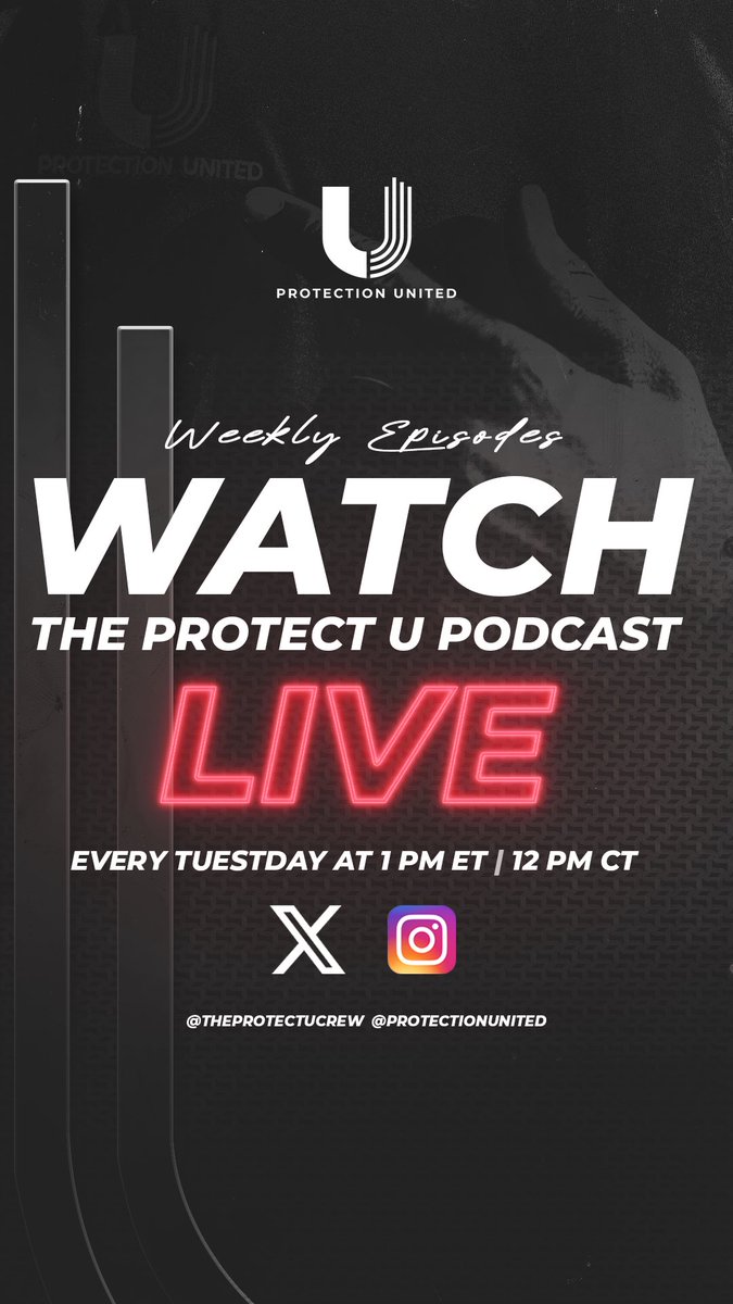 Jake Wilson (@thejakewilis) on Twitter photo Episode 1 of the Protect U Podcast is going live right here and on Instagram at 12:00 Central‼️
💻or📲 at <a href="/TheProtectUCrew/">Protection United</a> Episode 1 of the Protect U Podcast is going live right here and on Instagram at 12:00 Central‼️
💻or📲 at <a href="/TheProtectUCrew/">Protection United</a>