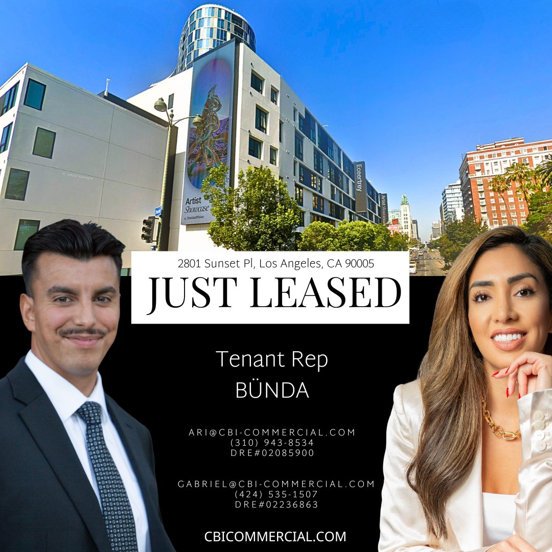 CBI_Commercial's tweet photo. Just leased!📍
2801 Sunset Place, Los Angeles, CA 90005 –  Kurve on WIlshire
Tenant representation for BÜNDA
Your perfect space is just one call away, contact
Ari Mencias @retailgirlla at ari@cbi-commercial.com or 310-943-8534
Gabriel Guzman at gabriel@cbi-commercial.com or 424-535-1507

#JustLeased  #LosAngelesLeasing #realestate #CommercialRealEstate #fitness #bünda #koreatownla
