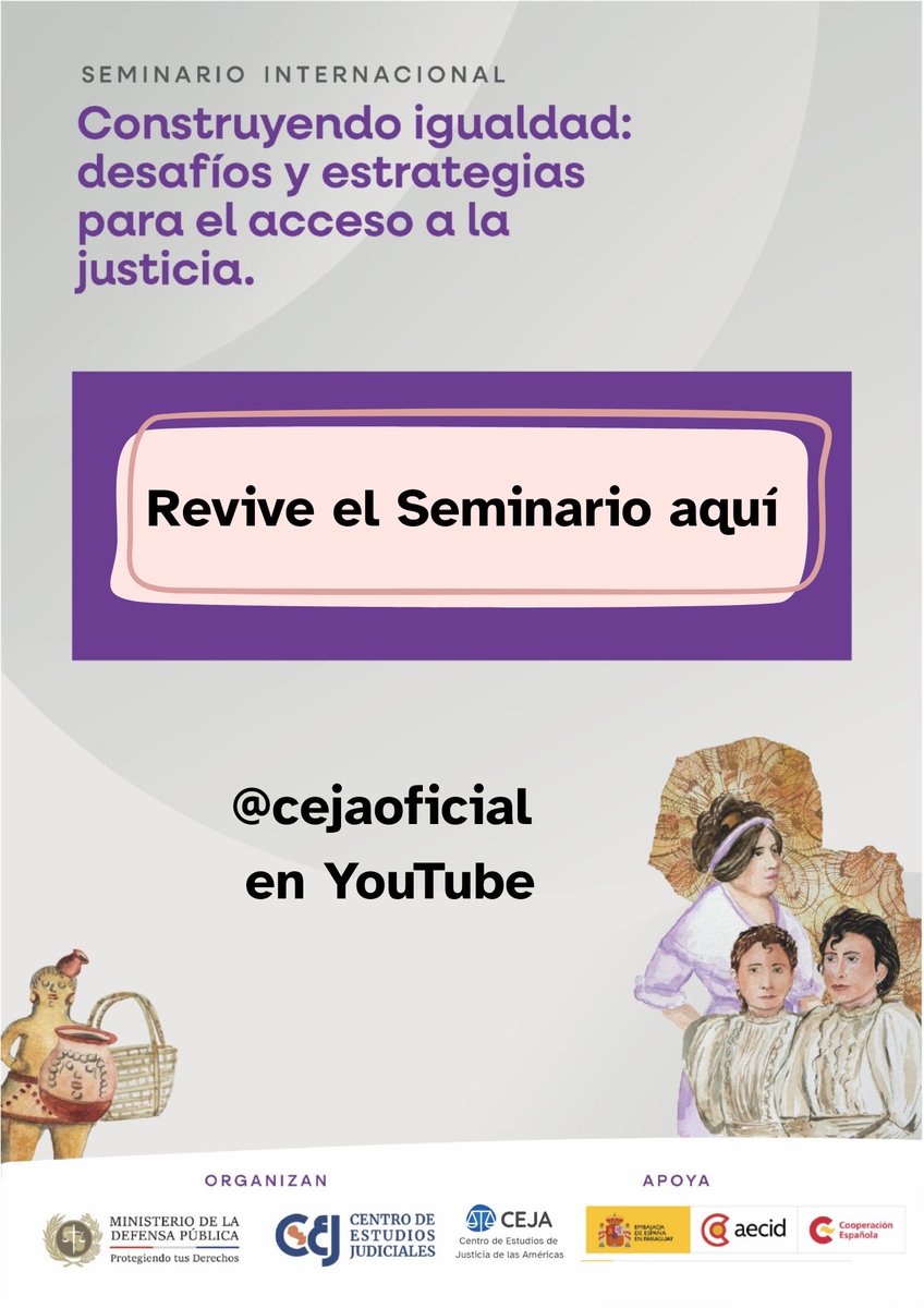 🎥 ¿Te lo perdiste?
Ya puedes revivir el Seminario Internacional “Construyendo igualdad”, un espacio potente sobre justicia, género y derechos humanos.
🔗 Mira la transmisión completa aquí: youtu.be/QAnVgIb_j2Y
#ConstruyendoIgualdad #AccesoALaJusticia #CEJA