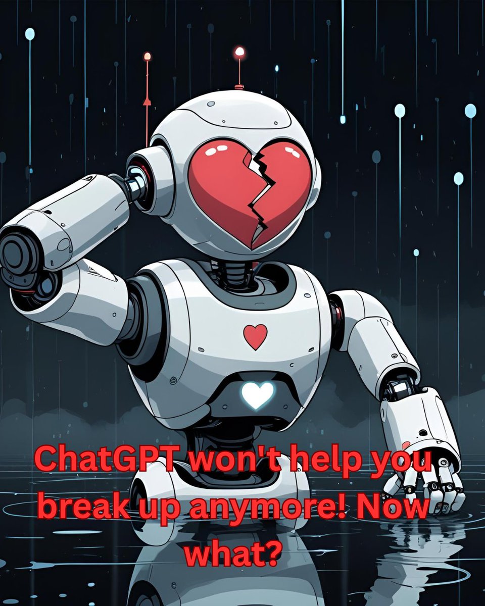 💔 Should I break up with them?
 Don’t ask ChatGPT anymore, it’s officially out of the breakup business.
OpenAI now has health safeguards and reminders. Would YOU still ask AI for personal advice?
businessinsider.com/openai-chatgpt…
#ChatGPT #MentalHealth #DigitalBoundaries #OpenAI  #remind