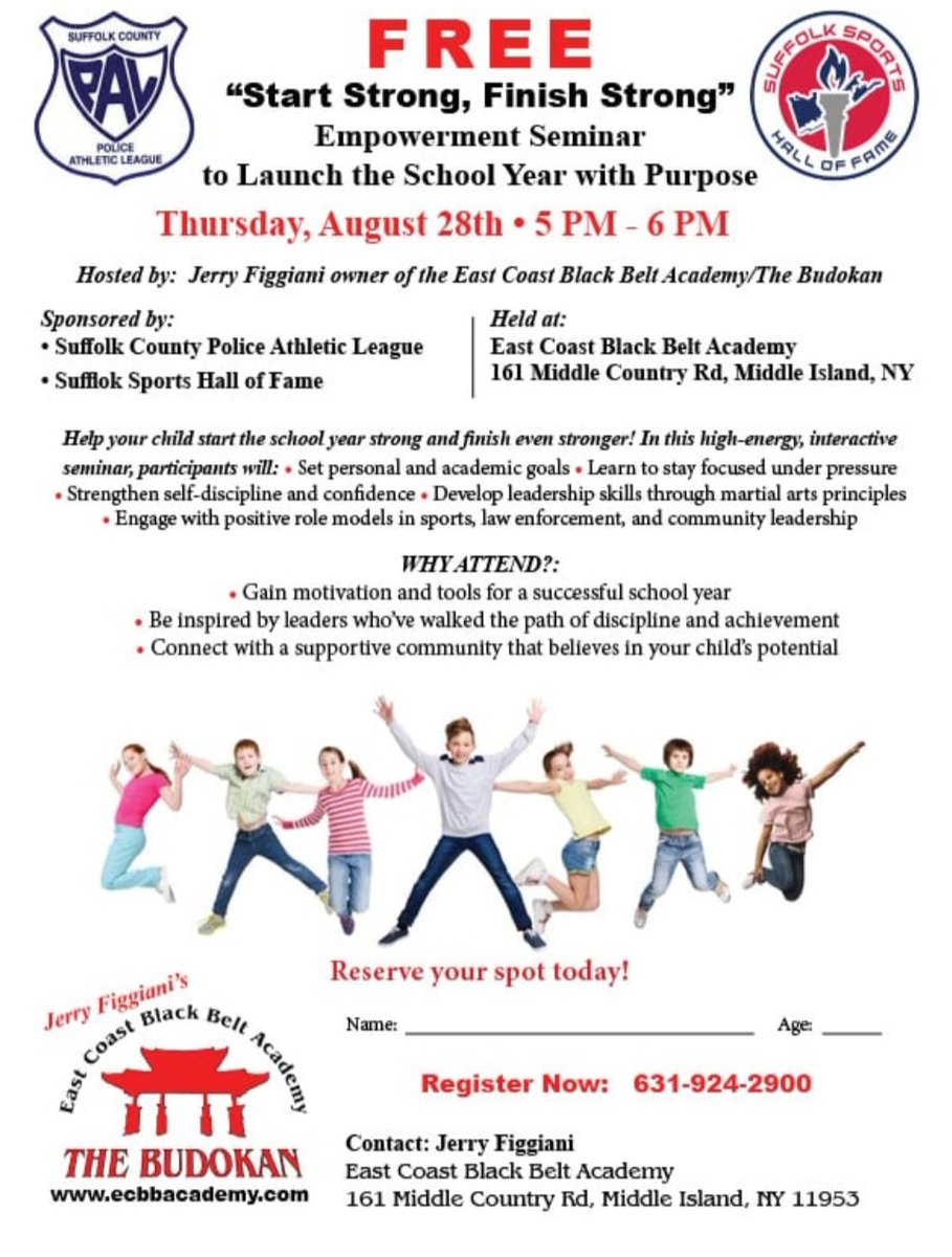 Get your child Back to School ready with this interactive Workshop. Please reach out to Sensei Jerry to reserve your spot!
#backtoschool #free