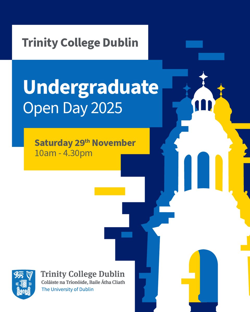tcddublin's tweet image. Cuir sa dialann é! Ní fada go mbeidh Lá Oscailte 2025 linn!
Save the date! Our Open Day 2025 is coming!
tcd.ie/openday/
#TrinityOpenDay