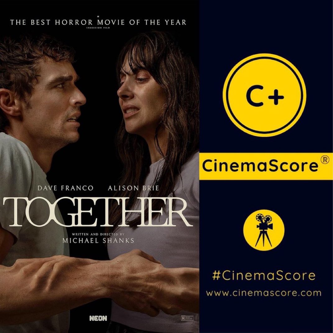 Luiz_Fernando_J's tweet photo. SPECTACULAR hold for new R-rated horror #TOGETHER at US #BoxOffice, after the #Neon film grossing 1M on MON, dropping just -49.2% from SUN, incredible hold let alone for a horror!
It hits a 11.8M cume in the US in 6 days.
TONIGHT, it’s gonna beat #ThreeIdenticalStrangers’s 12.3M run as #Neon’s #8 highest grossing release of all time in the U.S.