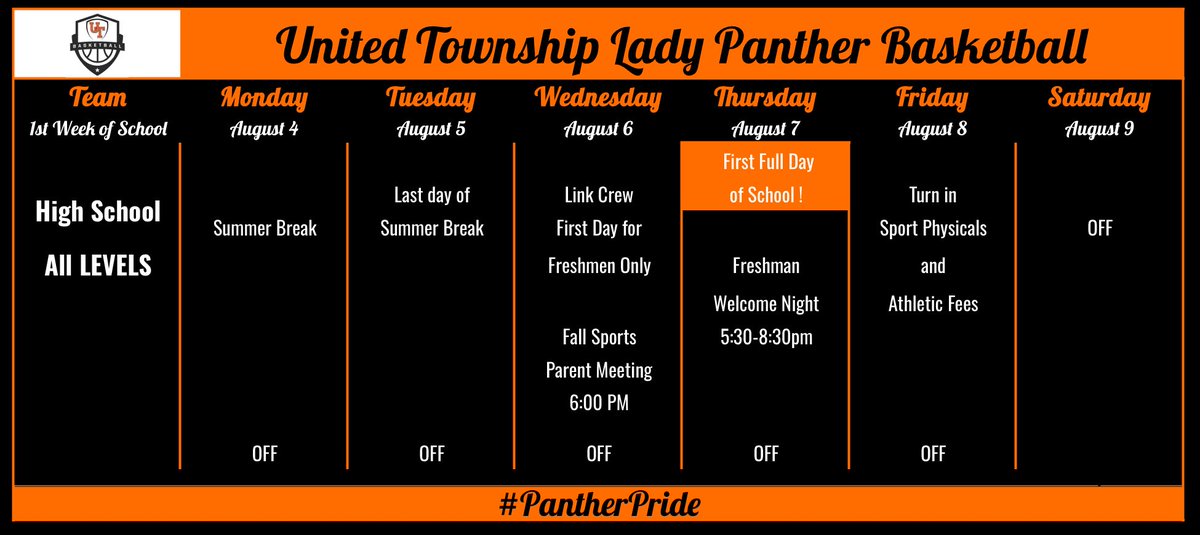 📙Weekly Schedule📚