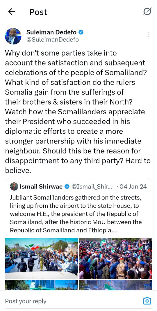 Fidow (@iamfidow) on Twitter photo 1/5
Today, President <a href="/HassanSMohamud/">Hassan Sheikh Mohamud</a> received the credentials of Ethiopia’s new Ambassador to Somalia, <a href="/SuleimanDedefo/">Suleiman Dedefo</a> , a man who has openly questioned Somalia’s territorial integrity and called for Somaliland’s recognition as an independent state. 👇 1/5
Today, President <a href="/HassanSMohamud/">Hassan Sheikh Mohamud</a> received the credentials of Ethiopia’s new Ambassador to Somalia, <a href="/SuleimanDedefo/">Suleiman Dedefo</a> , a man who has openly questioned Somalia’s territorial integrity and called for Somaliland’s recognition as an independent state. 👇