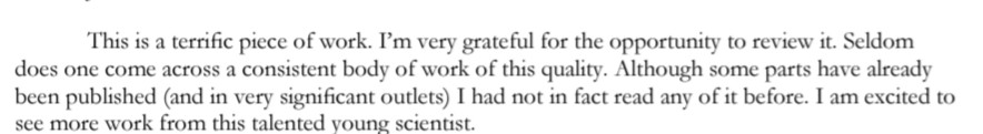Abhadra7's tweet photo. These comments on @Sourabh_speaks's thesis from a #DogScientist I highly admire made my say! This thesis was a LOT of toil, teamwork and patience. Good to see the appreciation from both the reviewers! https://t.co/37upE245jp