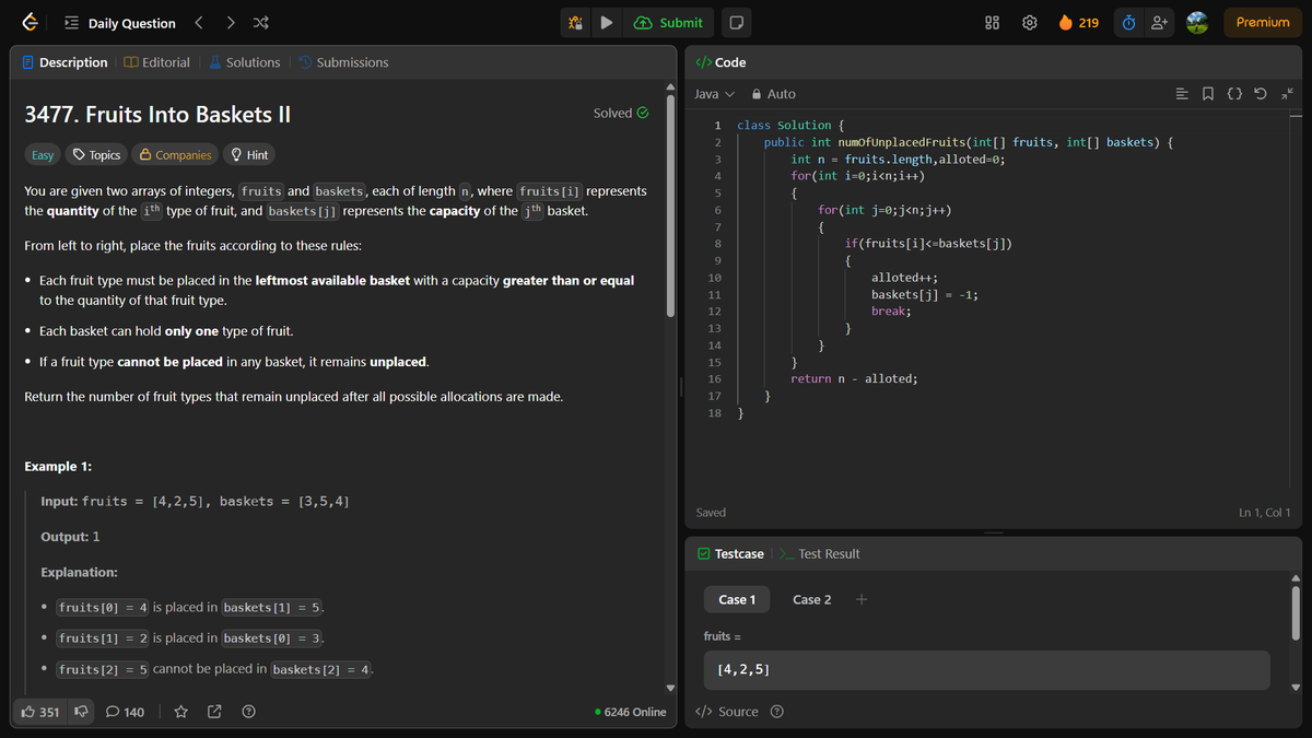 🚀 LeetCode Day 81 – Fruits Into Baskets II 🍇

Today I tackled an extended version of the classic sliding window challenge 
This problem tested not just logic, but also efficient memory use and optimization under constraints.
Every line of code taught me something new. 💻💡