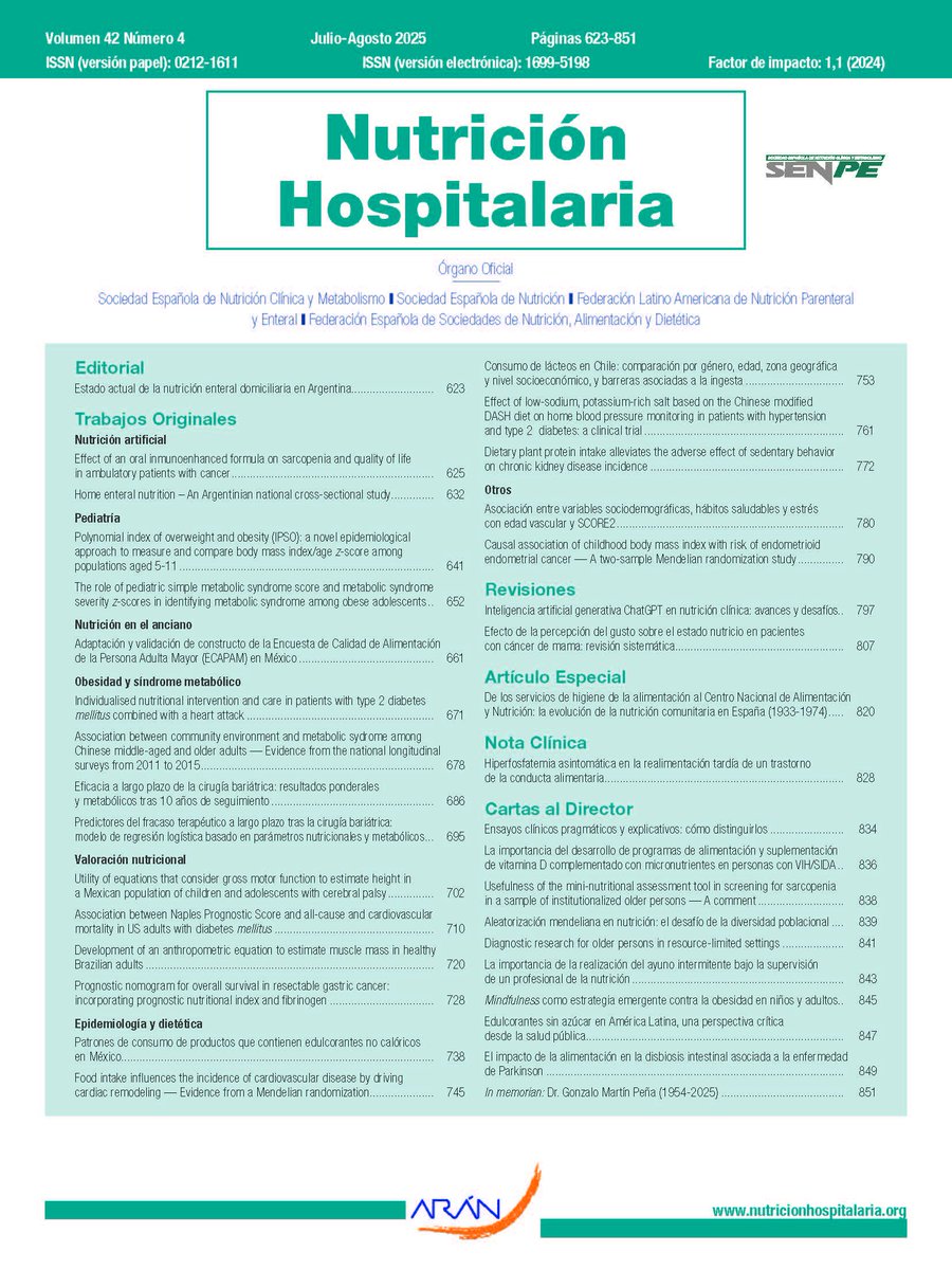 📢¡Nuevo número de la revista #NutriciónHospitalaria publicado!

👉Leer online: nutricionhospitalaria.org/magazines/380/…