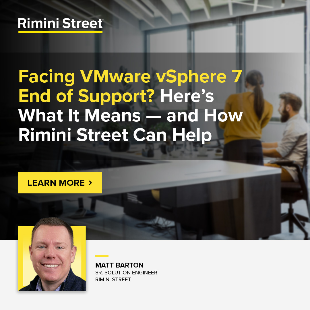 VMware support ends for vSphere 7 in October 2025 ⌛

Your IT team could be left exposed: no new patches, no new security updates and no safety net. 🛟 If your team needs clarity on how this move could impact your budget, security &amp; IT roadmap, start here: bit.ly/4lhhPXY