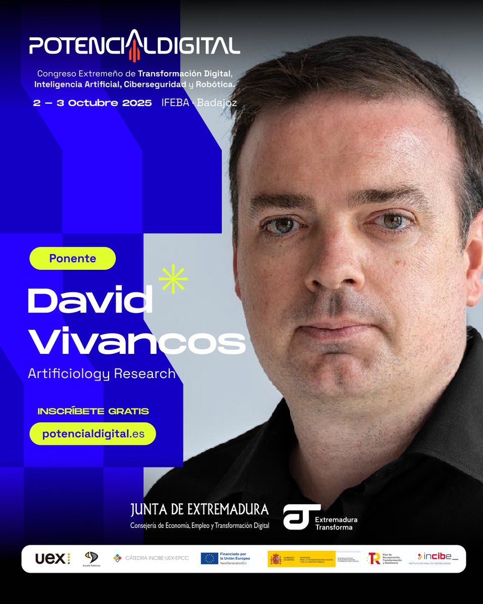 Potencial Digital Extremadura (@potdigitalext) on Twitter photo 💡 ¿Puede la inteligencia artificial ayudarnos a entender mejor la inteligencia humana?
📍 En Potencial Digital 2025 tenemos a uno de los mayores referentes en esta pregunta: <a href="/VivancosDavid/">David Vivancos - e/acc</a> David , fundador de Artificiology Research y pionero en el estudio de la relación entre 💡 ¿Puede la inteligencia artificial ayudarnos a entender mejor la inteligencia humana?
📍 En Potencial Digital 2025 tenemos a uno de los mayores referentes en esta pregunta: <a href="/VivancosDavid/">David Vivancos - e/acc</a> David , fundador de Artificiology Research y pionero en el estudio de la relación entre