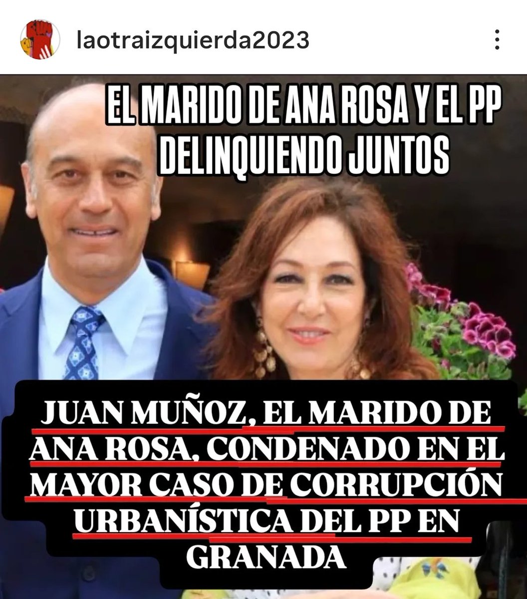 El tándem perfecto:
Mientras ella se dedica a insultar a la izquierda de este país y a conspirar con el d3lincu3nt3  Villarejo, él dedicándose a sus corruptelas.