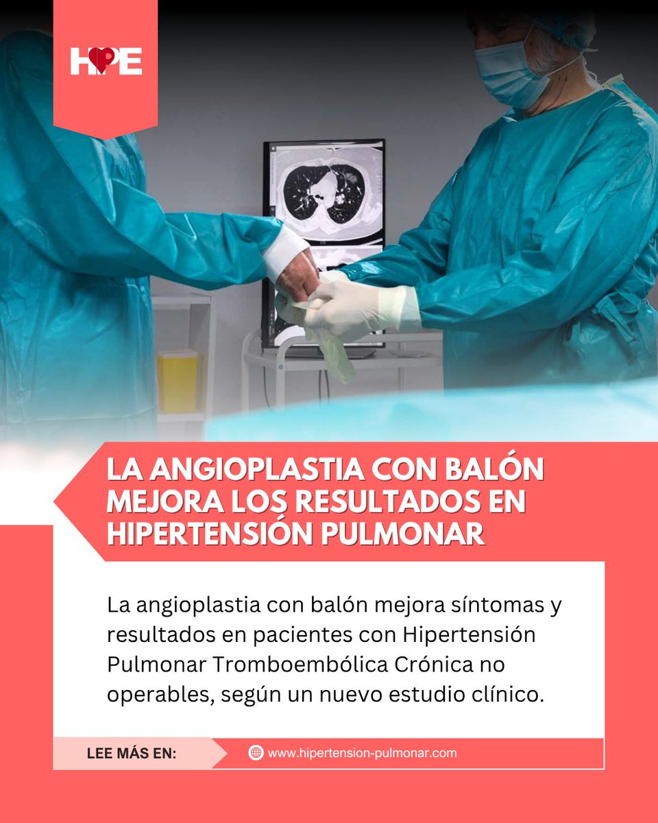 🫁 Un nuevo estudio confirma que la angioplastia con balón mejora los síntomas y resultados clínicos en pacientes con HPTEC que no pueden ser operados⤵️
hipertension-pulmonar.com/noticias/inves…
#noticiashipertensión #hipertensiónpulmonar #hipertensiónpulmonarespaña