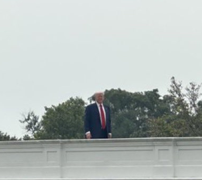2007: Michael Scott explores safety training techniques on the roof of Dunder Mifflin.
2025: President Donald Trump explores "taking a walk" on the roof of the White House.