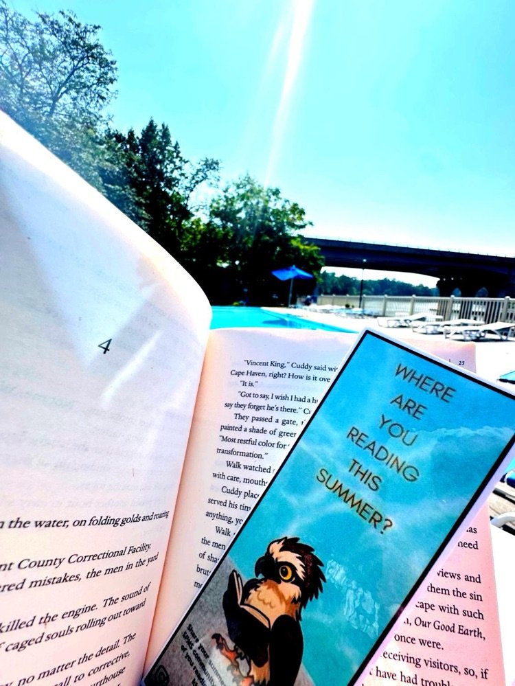 Ms. Brophy is reading by the pool.  Where are you reading this summer?  #ParkPRIDE #BelongGrowSucceed #SummerReading