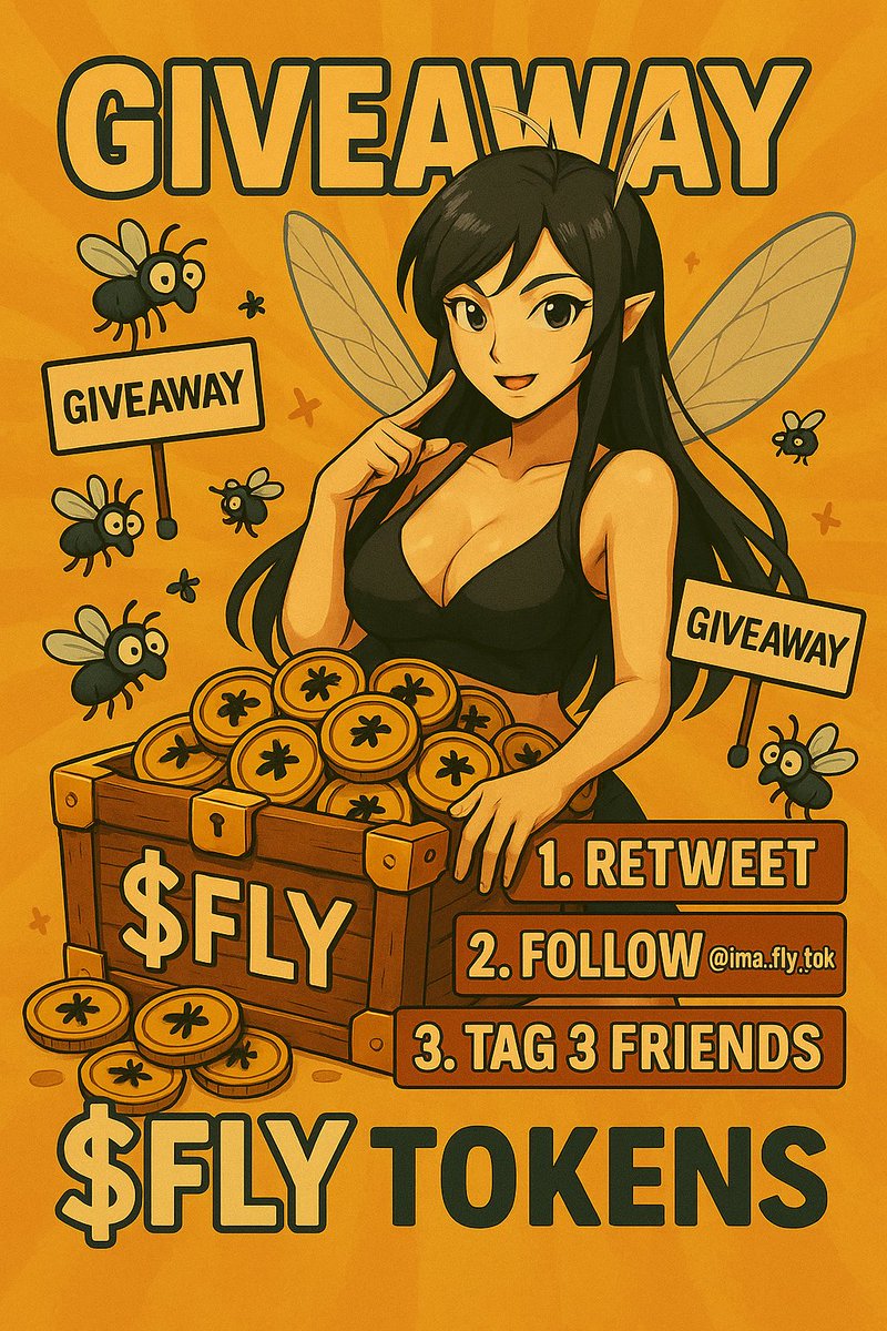 Swarm alert! 🪰🚨
Giving away 100K $FLY to 3 lucky buzzers!
To enter:
🔁 RT
👤 Follow <a href="/ima_fly_tok/">fly</a> 🪰
👯 Tag 3 friends
🗨️ Reply with your best fly pun

Ends in 48 hours!
bzzz bzzz 💸💋#FLYGiveaway #OnlyFlies #BondTheFly