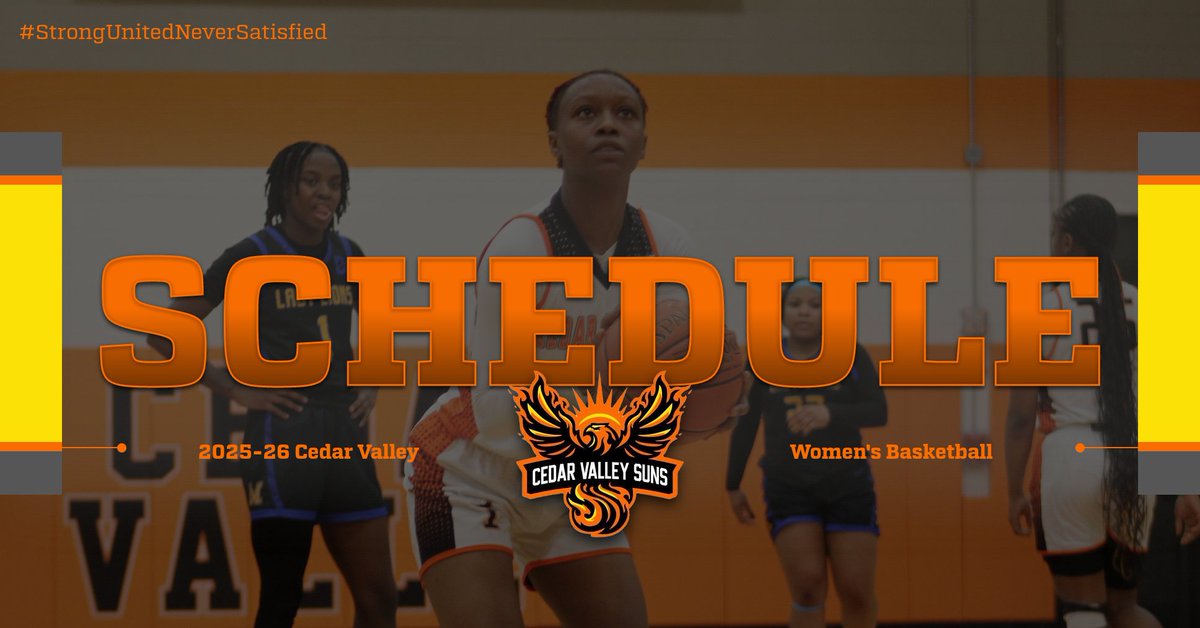 Dallas College Cedar Valley Athletics (@cedarvalleysuns) on Twitter photo 🏀 <a href="/CedarValley_WBB/">CedarValley_WBB</a> Releases 2025-26 Schedule
🗞️ cvcsuns.com/sports/wbkb/20…
#StrongUnitedNeverSatisfied 🏀 <a href="/CedarValley_WBB/">CedarValley_WBB</a> Releases 2025-26 Schedule
🗞️ cvcsuns.com/sports/wbkb/20…
#StrongUnitedNeverSatisfied
