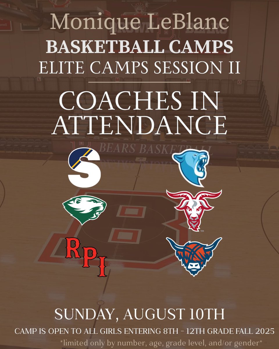 Brown Women’s Basketball (@brownu_wbb) on Twitter photo SQUAD. IS. PULLING. UP. 🏀🔥
5 days out. Elite Camp II loading…
#EverTrue #NEXT
<a href="/SC_BBall/">𝐒𝐦𝐢𝐭𝐡 𝐁𝐚𝐬𝐤𝐞𝐭𝐛𝐚𝐥𝐥</a> <a href="/BabsonWBB/">Babson Women's Basketball</a> <a href="/WPIWBasketball/">WPI Women’s Basketball</a> <a href="/RPIAthletics/">RPI Athletics</a> <a href="/MacalesterWBB/">Macalester Women’s Basketball</a> SQUAD. IS. PULLING. UP. 🏀🔥
5 days out. Elite Camp II loading…
#EverTrue #NEXT
<a href="/SC_BBall/">𝐒𝐦𝐢𝐭𝐡 𝐁𝐚𝐬𝐤𝐞𝐭𝐛𝐚𝐥𝐥</a> <a href="/BabsonWBB/">Babson Women's Basketball</a> <a href="/WPIWBasketball/">WPI Women’s Basketball</a> <a href="/RPIAthletics/">RPI Athletics</a> <a href="/MacalesterWBB/">Macalester Women’s Basketball</a>